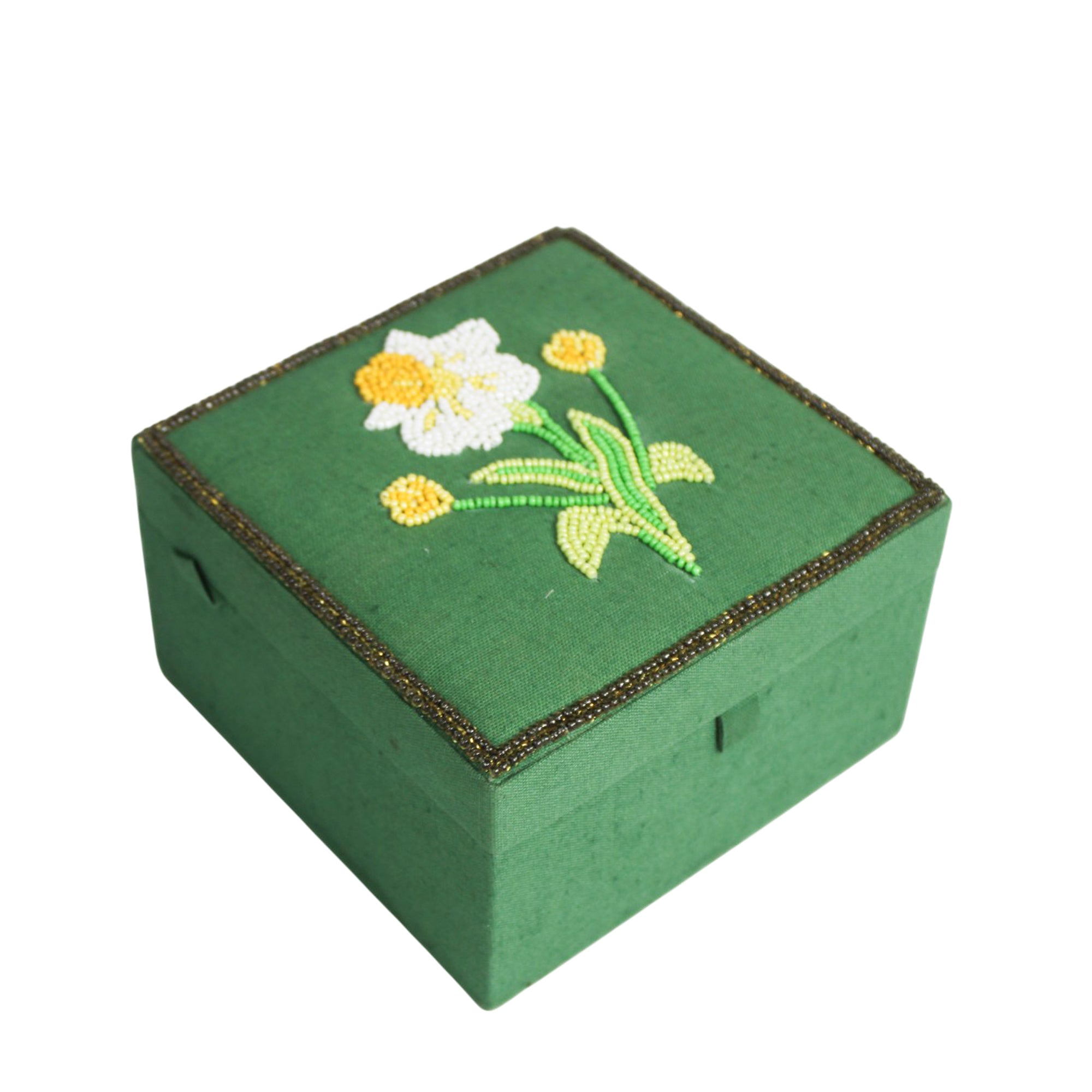 Spring Bloom Beaded Fabric Jewellery Box