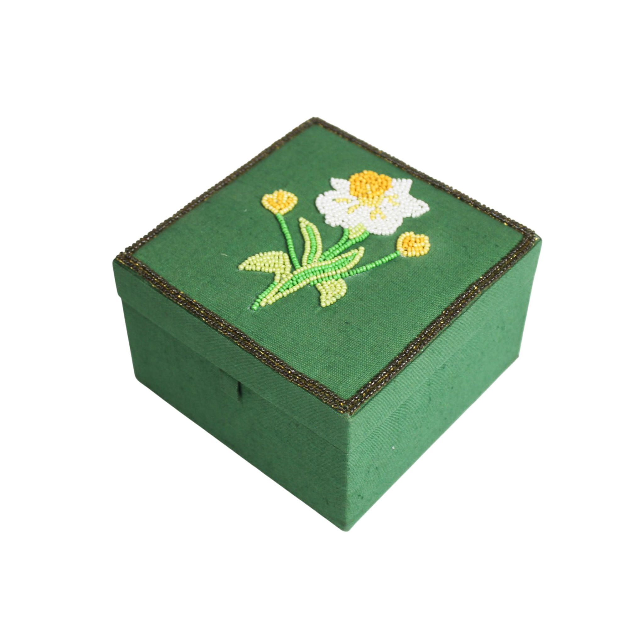 Spring Bloom Beaded Fabric Jewellery Box