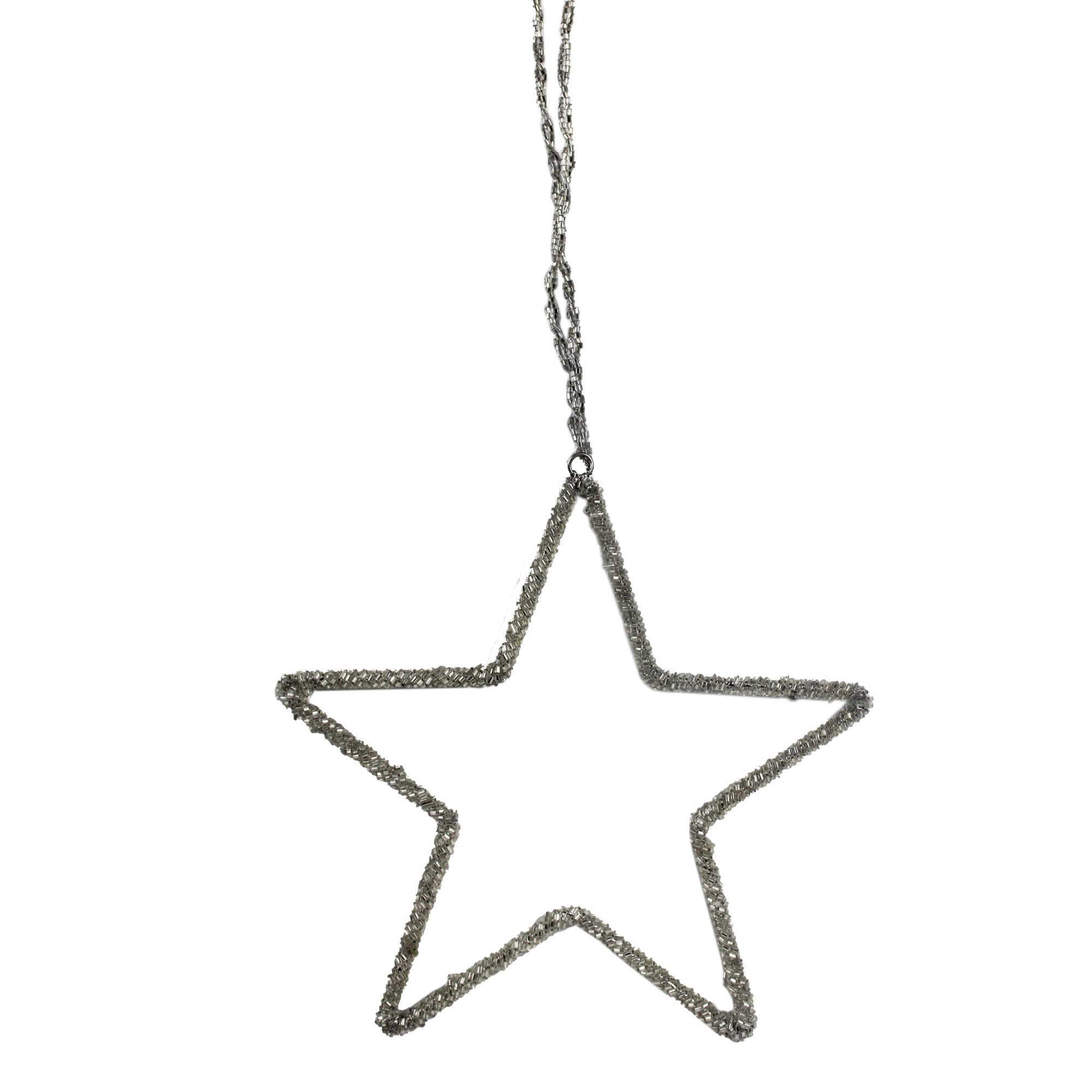 Set of 2 Beaded Star Christmas Tree Decoration