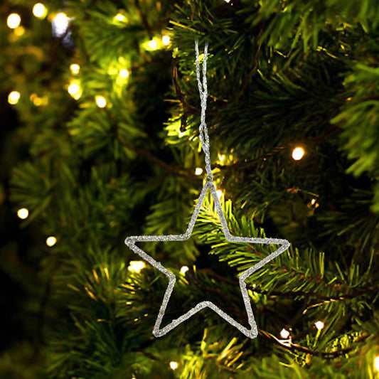 Set of 2 Beaded Star Christmas Tree Decoration