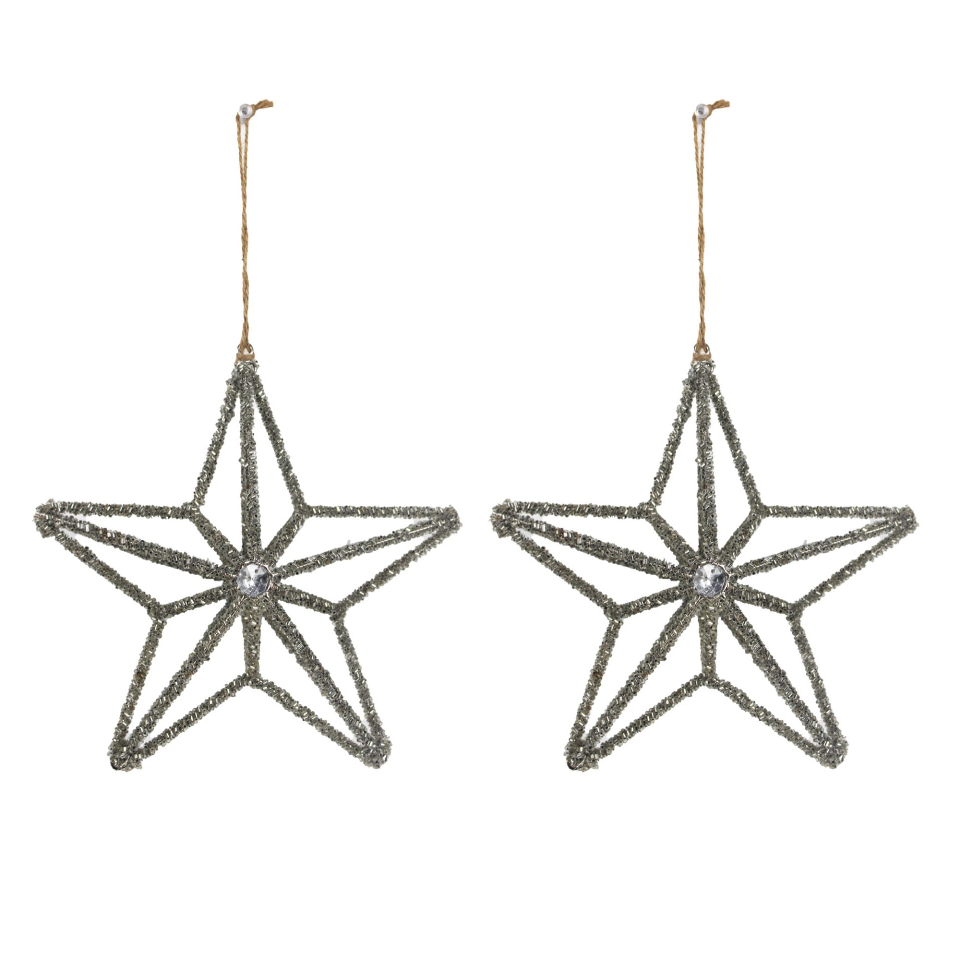 Set of 2 Star Shaped Christmas Tree Ornaments