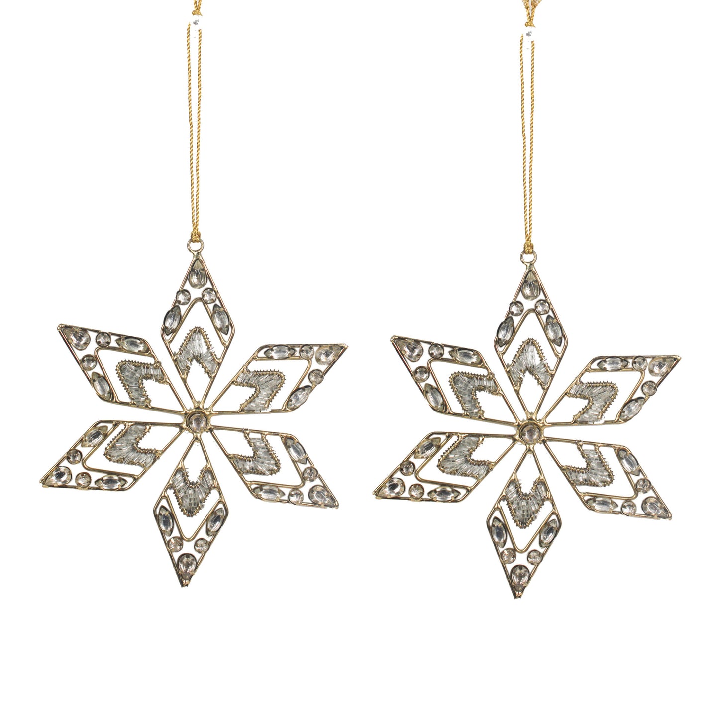 Set of 2 Jewelled Christmas Tree Decorative Ornament