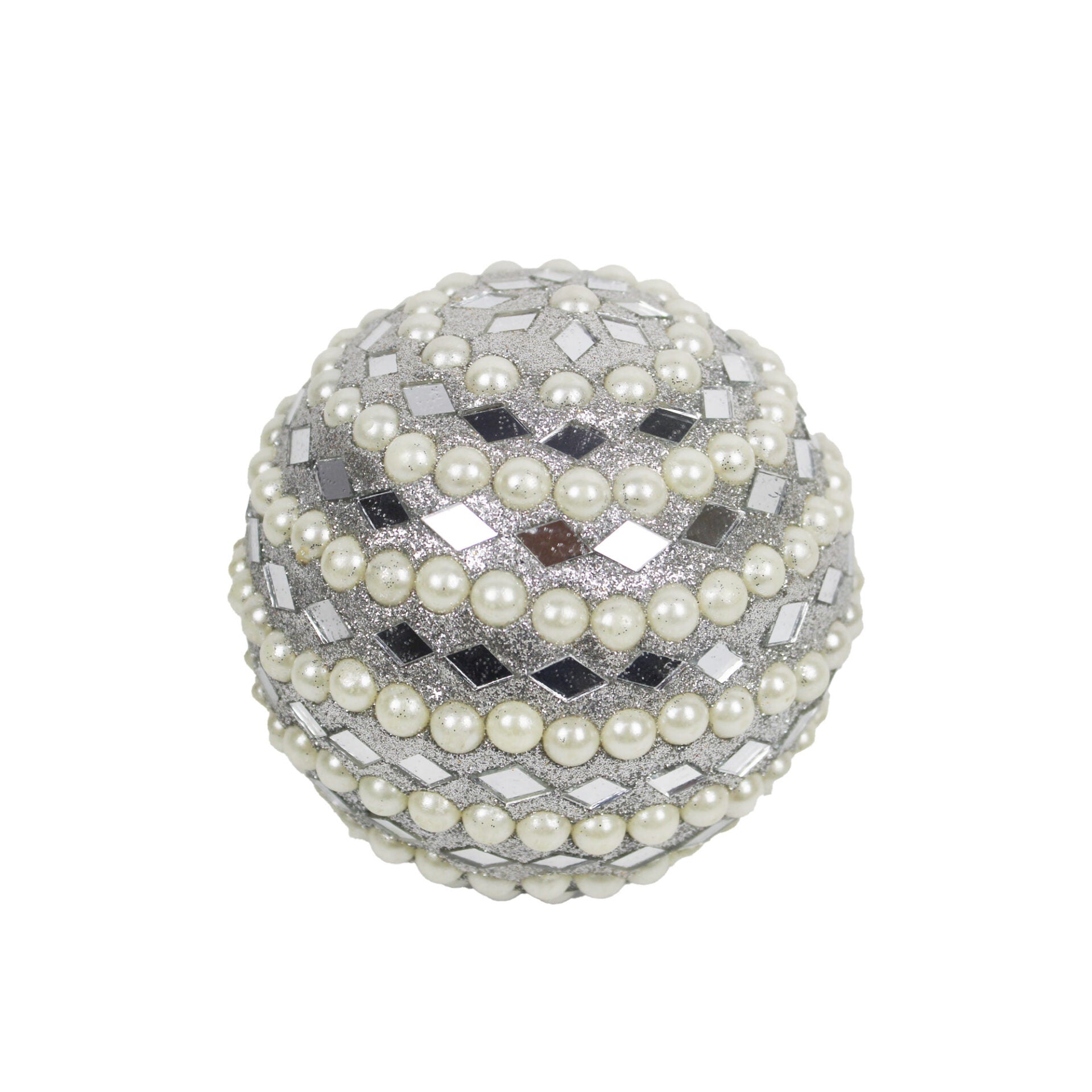 Set of 4 Mirror / Pearl Hanging Balls for Christmas Tree Decoration
