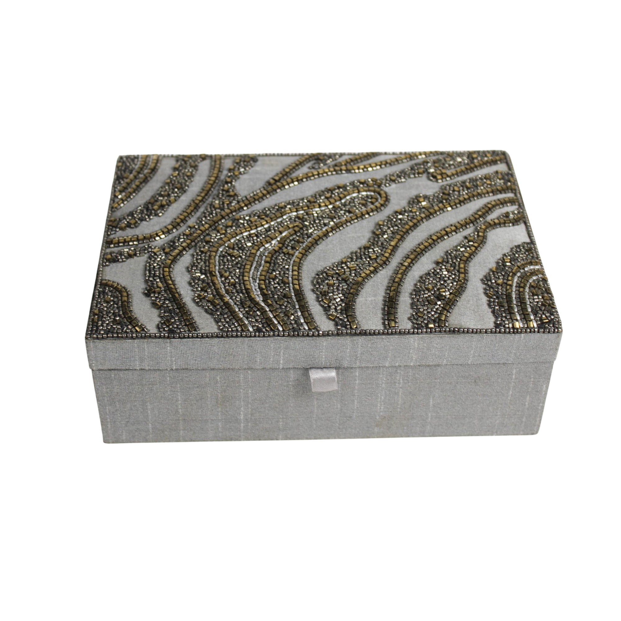 Shimmering Zebra Beaded Jewellery Box