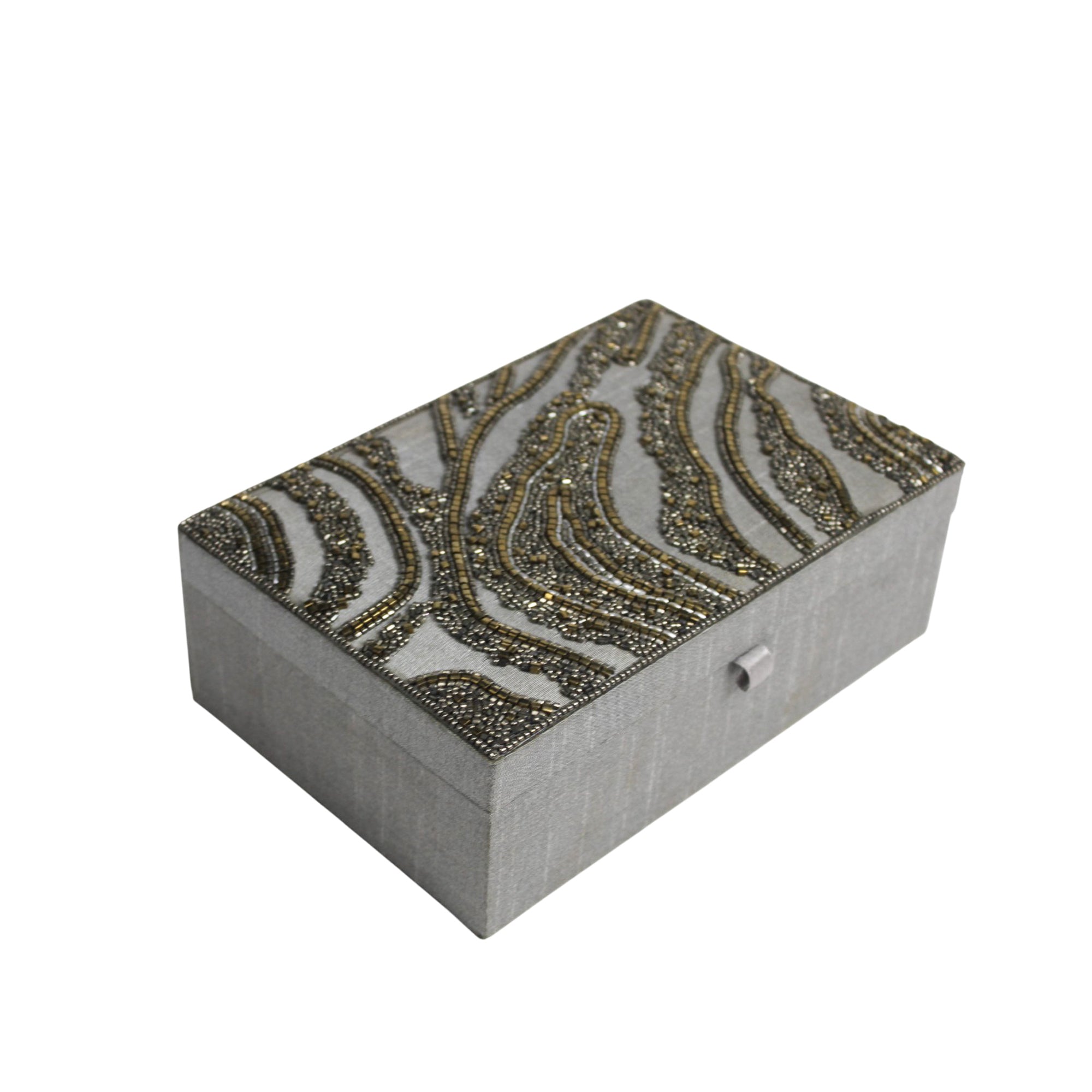 Shimmering Zebra Beaded Jewellery Box