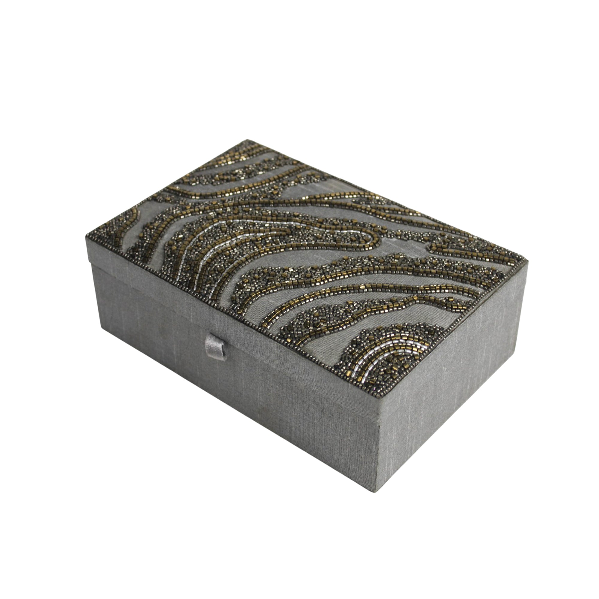 Shimmering Zebra Beaded Jewellery Box