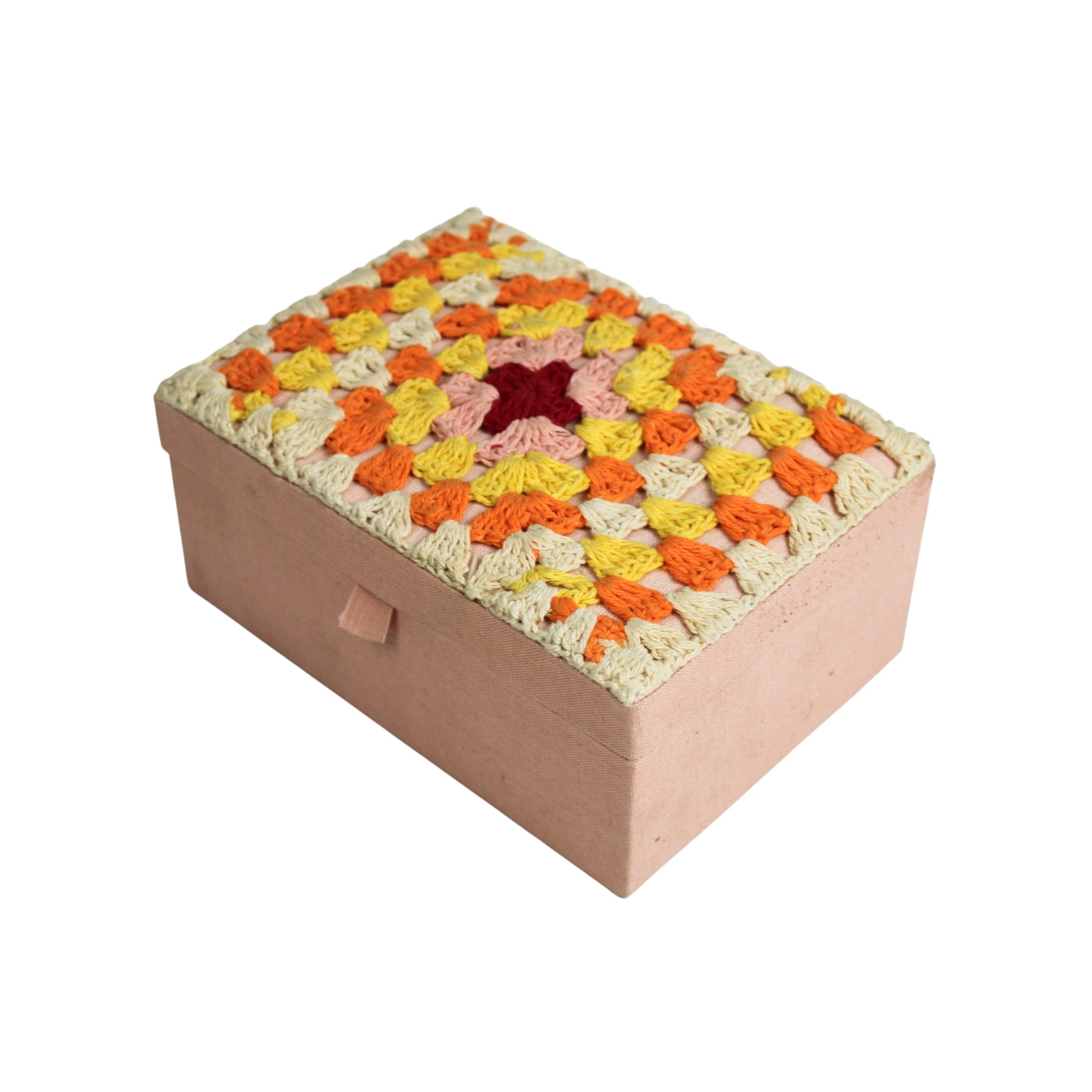 Sunburst Crochet & Linen Artisan Jewellery Box