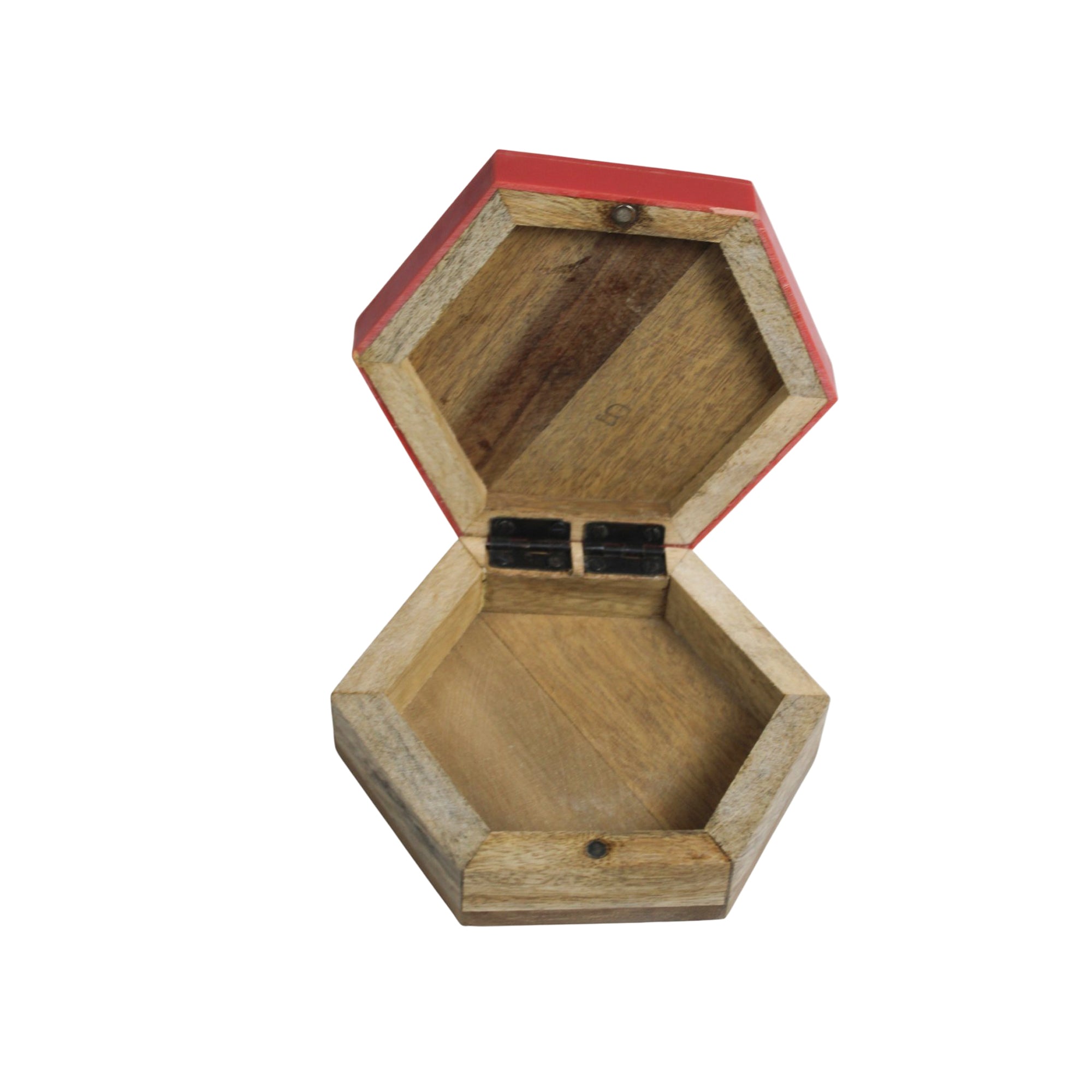 Crimson Hexagon Resin & Natural Wood Inlay Jewellery Box