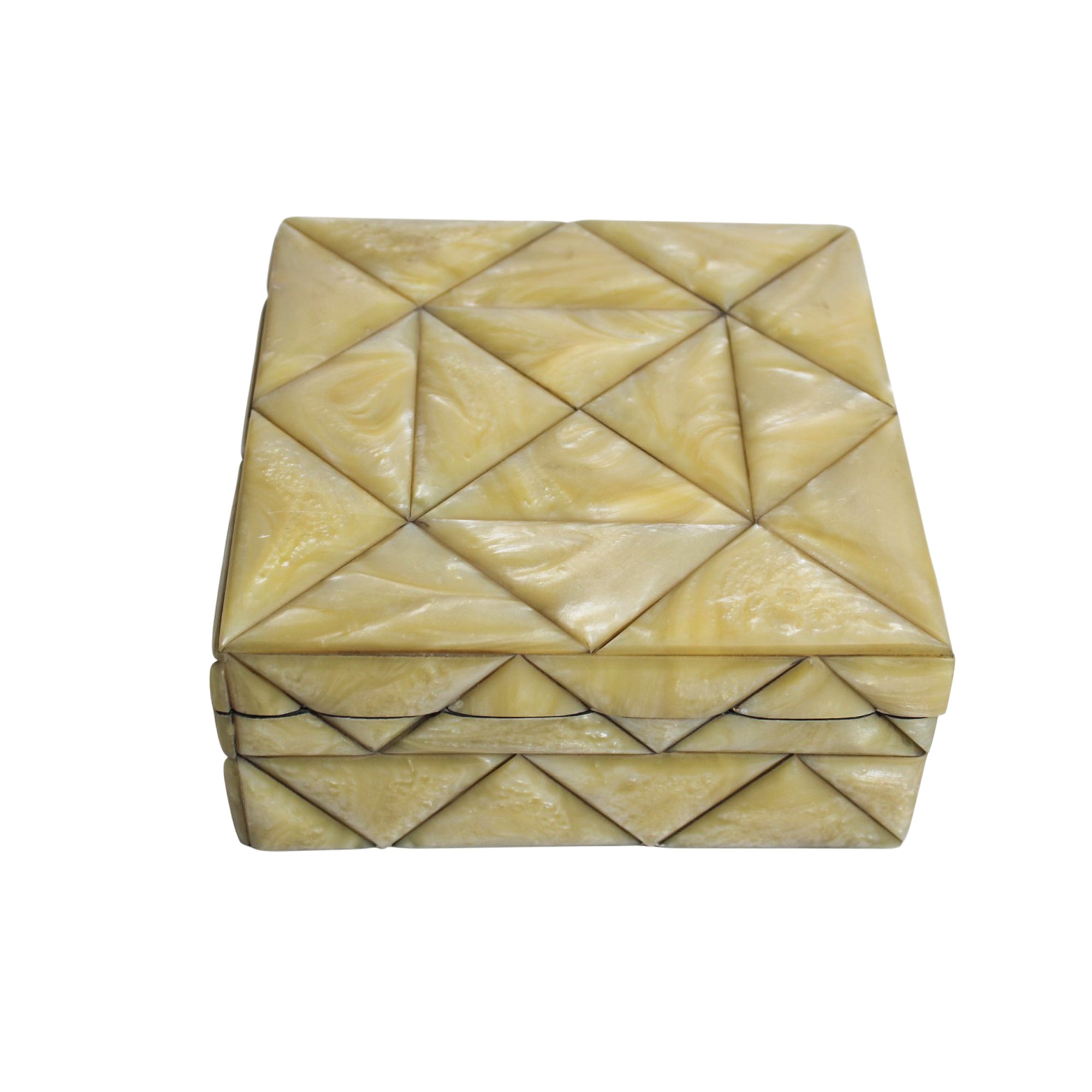 Art Deco-Inspired Honey Resin Geometric Jewellery Box