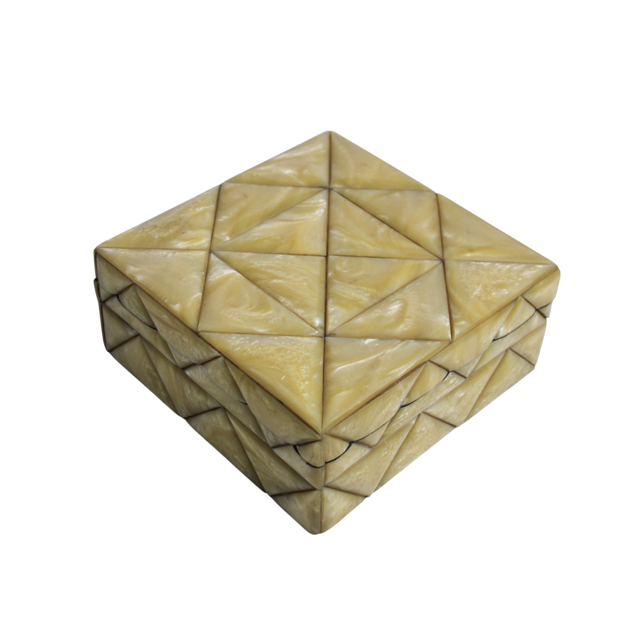 Art Deco-Inspired Honey Resin Geometric Jewellery Box