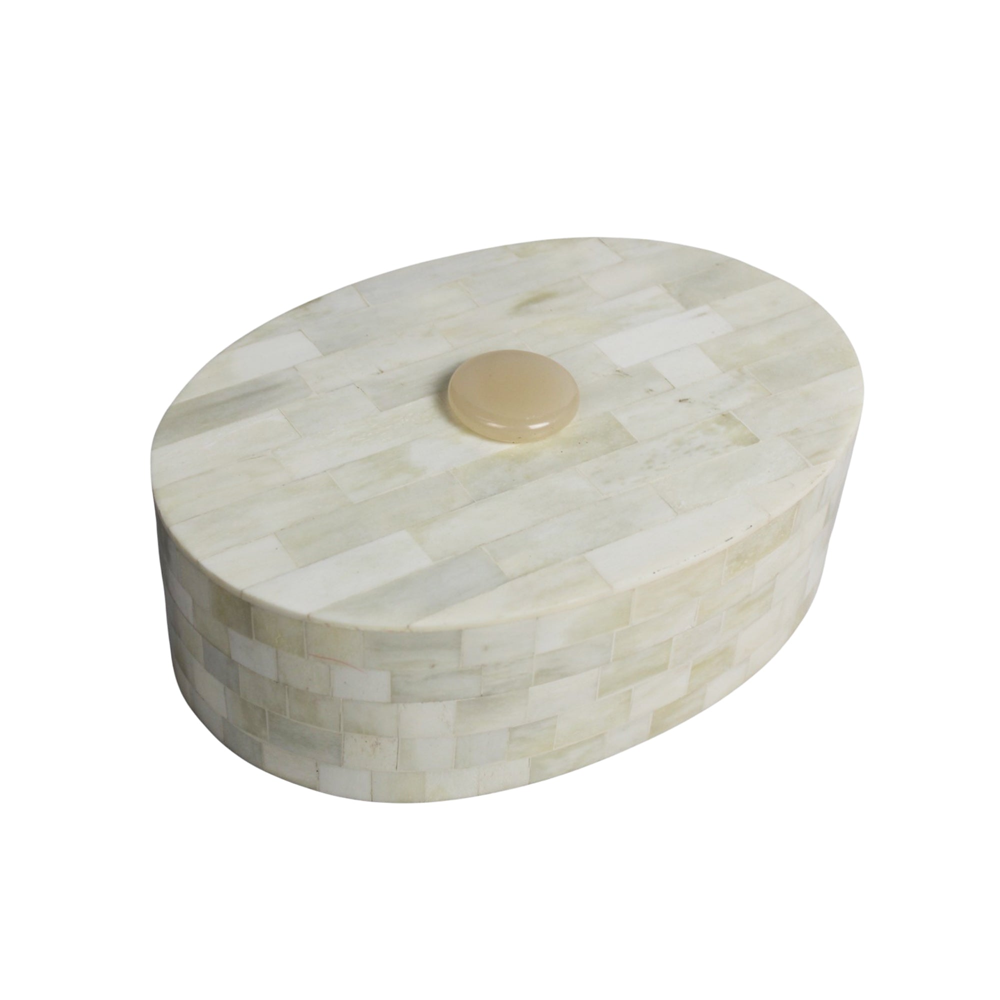 Vintage-Inspired Oval Inlay Jewelry Box