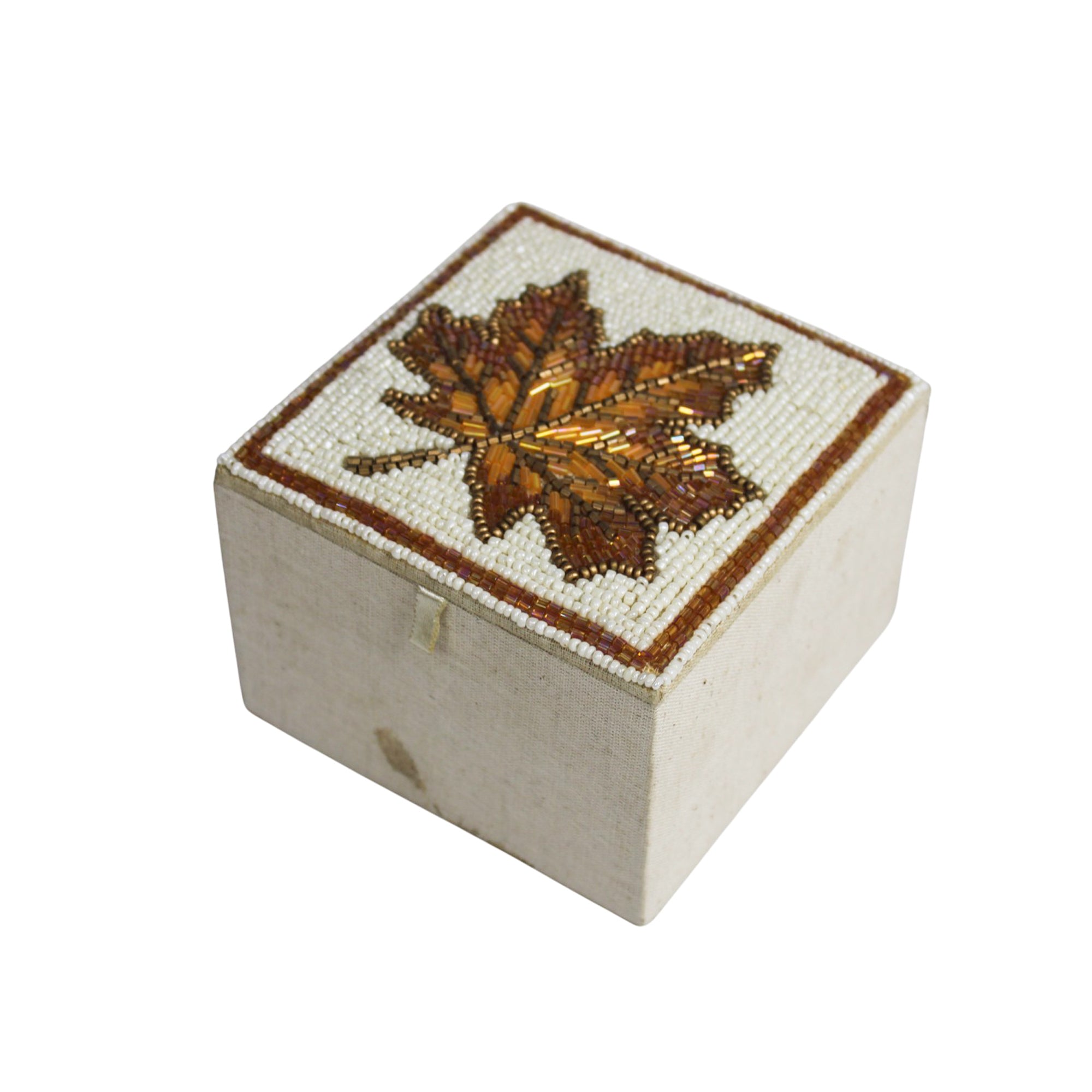 Autumn Maple Beaded Jewellery Box