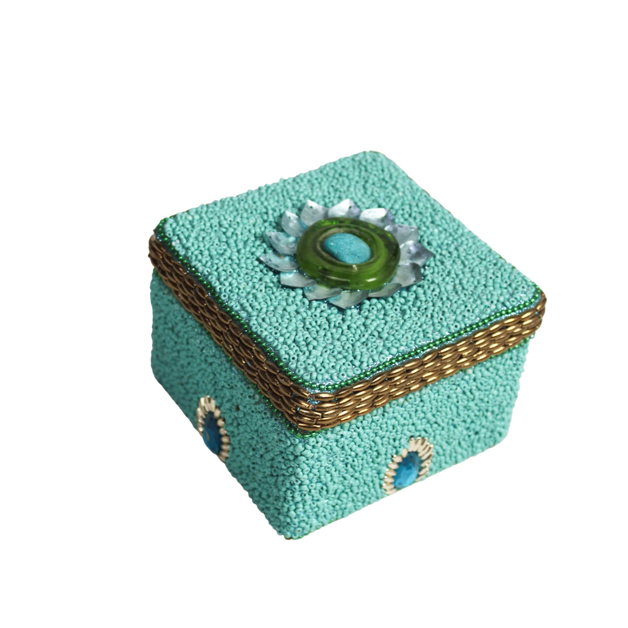 Artisan Wood & Bone Starburst Inlay Keepsake Box