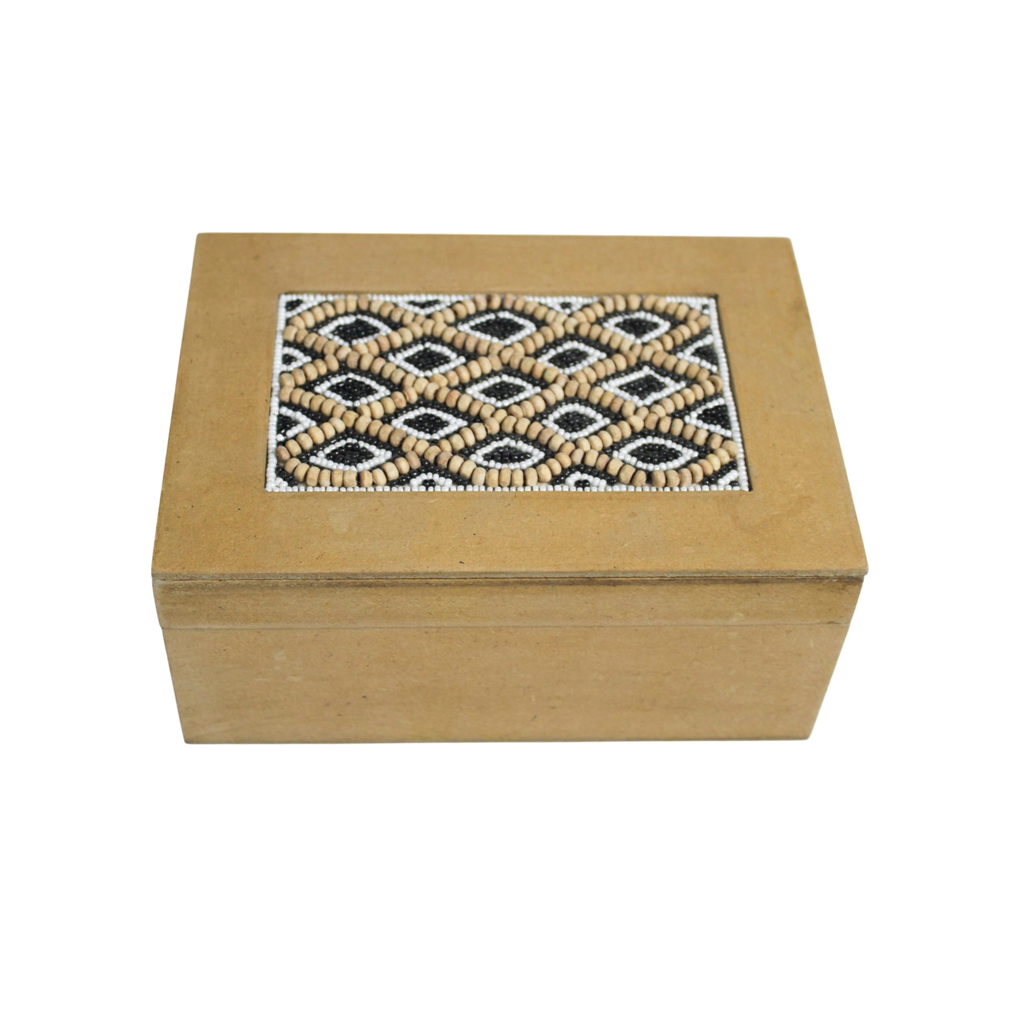 Geometric Diamond Beaded Inlay Jewellery Box