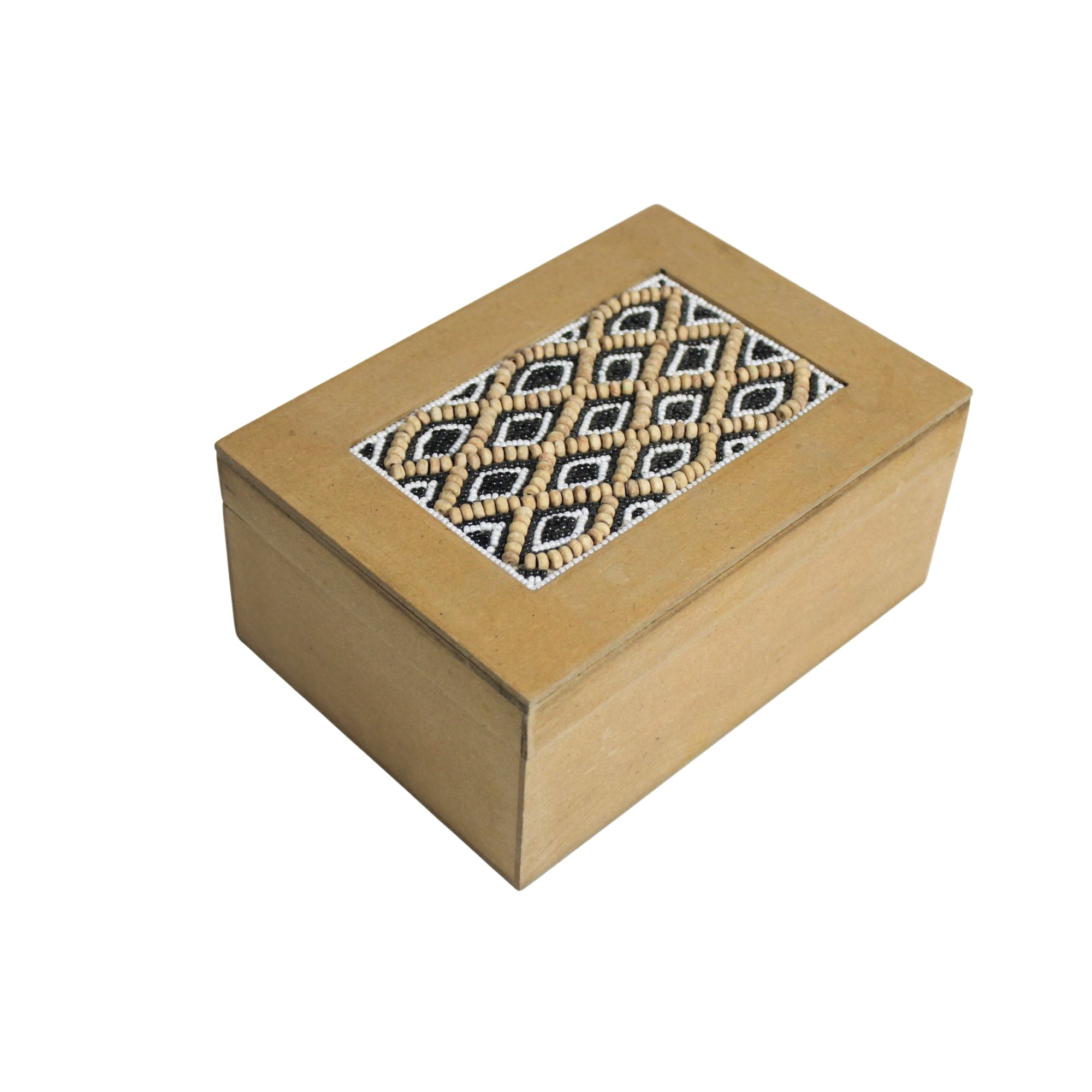 Geometric Diamond Beaded Inlay Jewellery Box