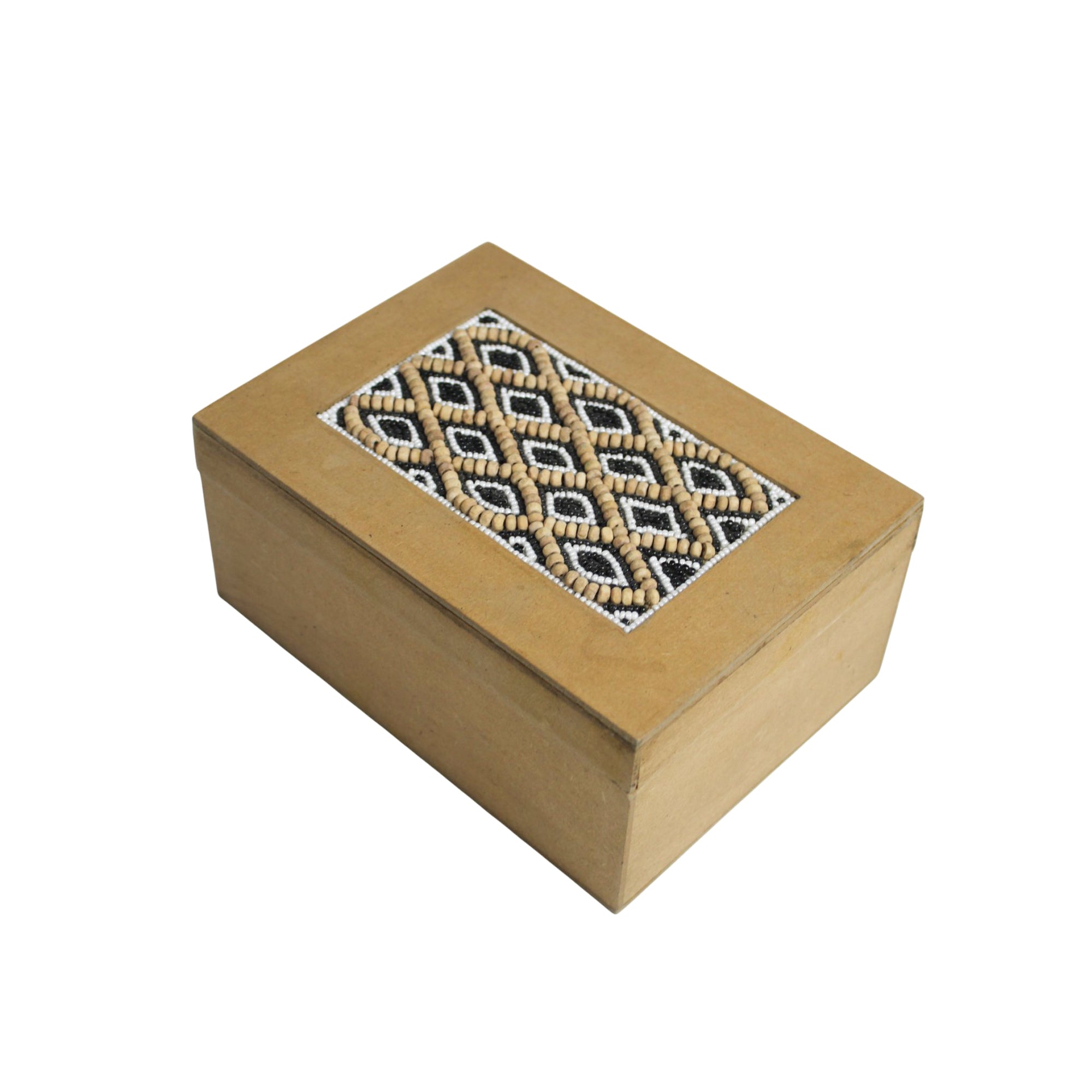 Geometric Diamond Beaded Inlay Jewellery Box