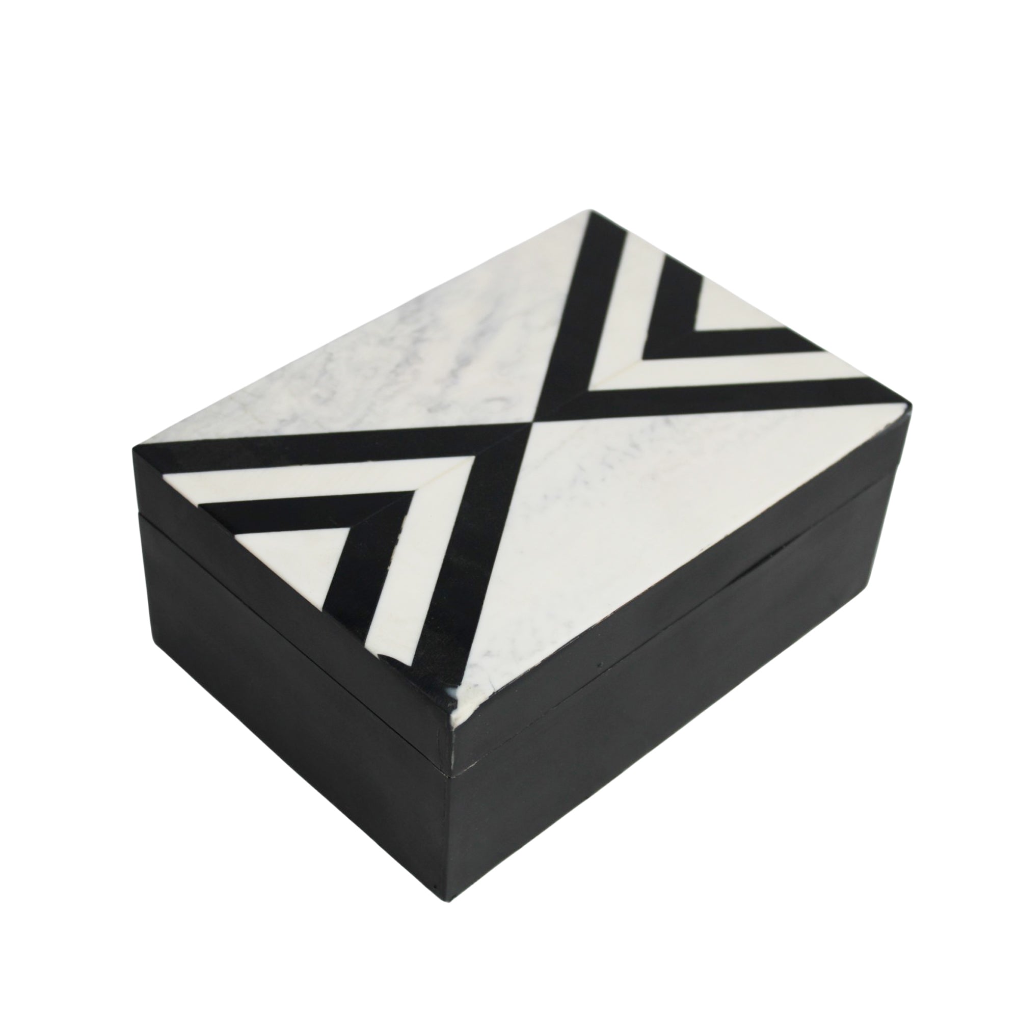  Monochromatic Marble-Inlay Geometric Jewellery Box 