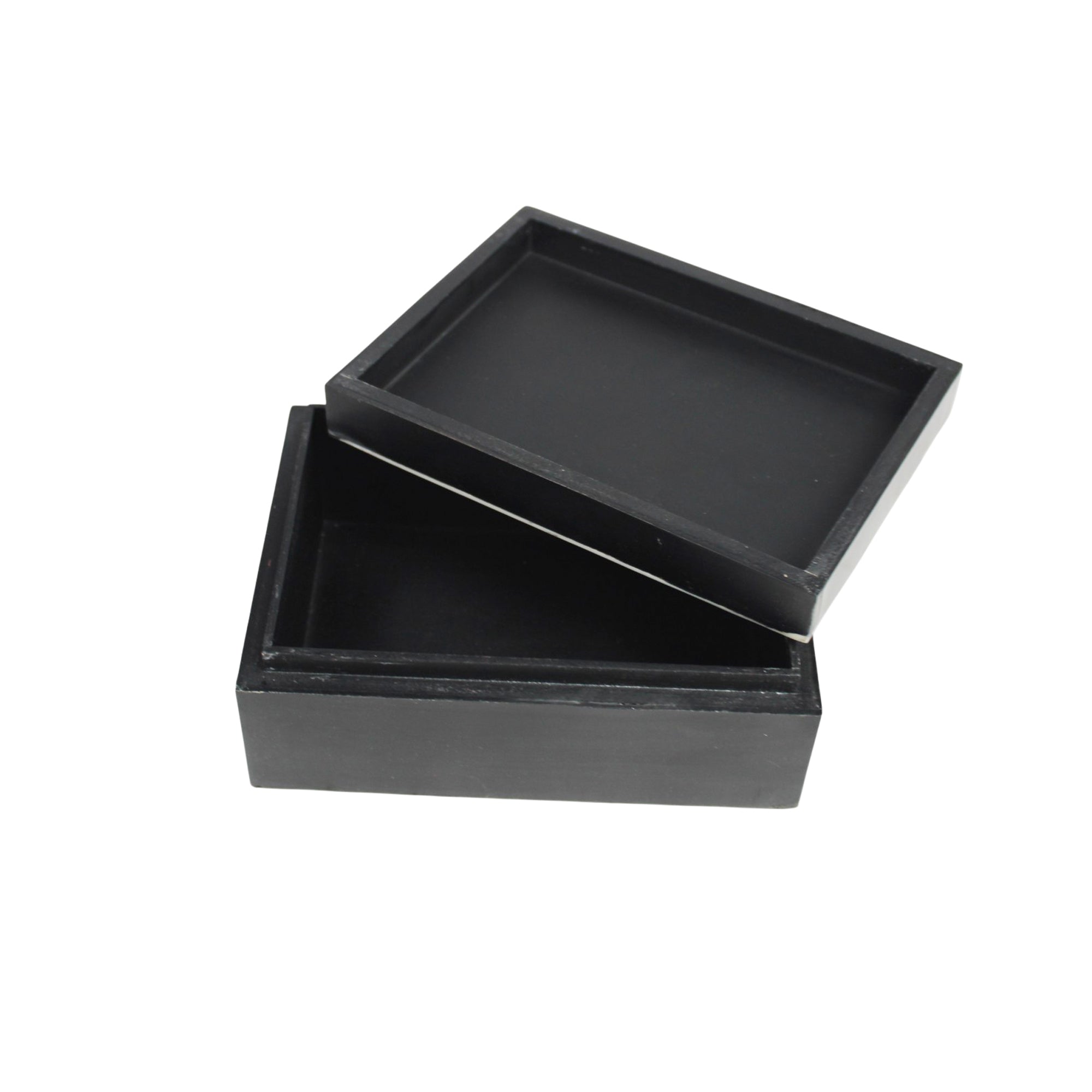 Monochromatic Marble-Inlay Geometric Jewellery Box