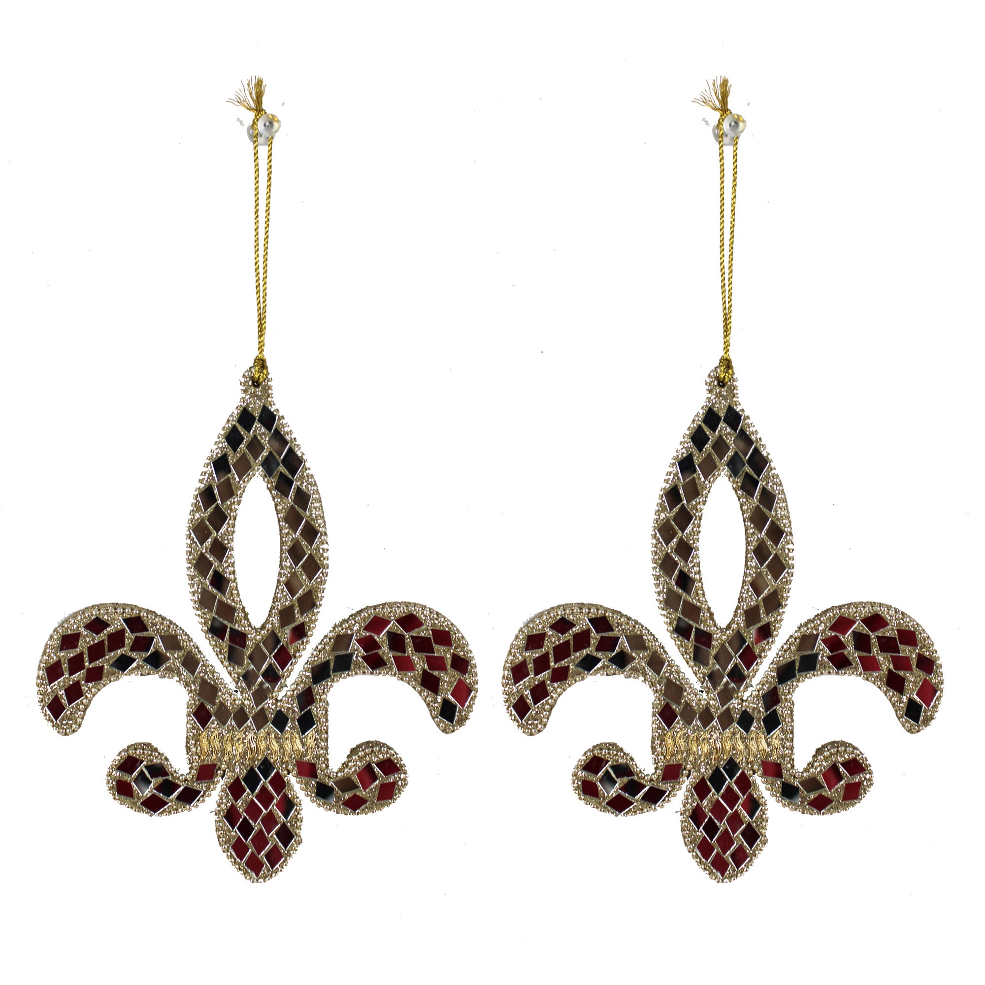 Set of 3 Mirror "Lily" Flower Shaped Christmas Tree Ornaments