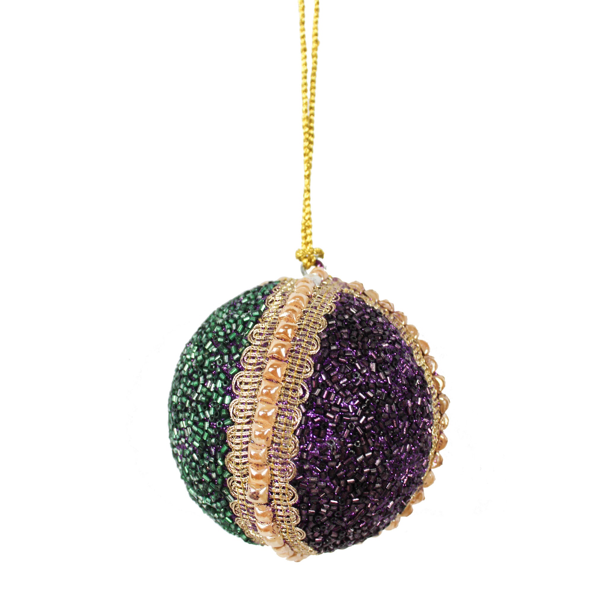 Set of 4 Multicolor Beaded Balls for Christmas Tree Decoration