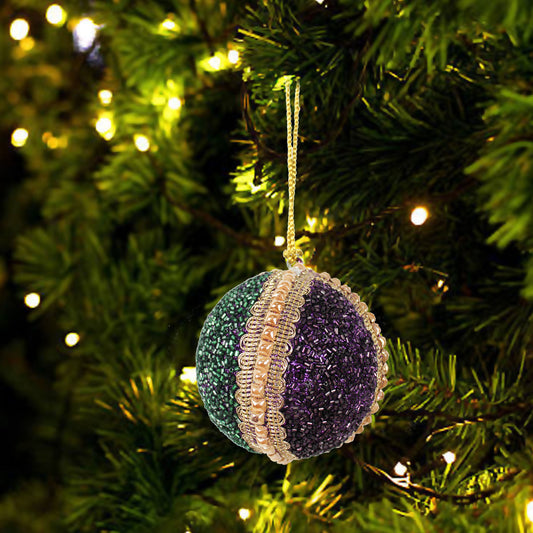 Set of 4 Multicolor Beaded Balls for Christmas Tree Decoration