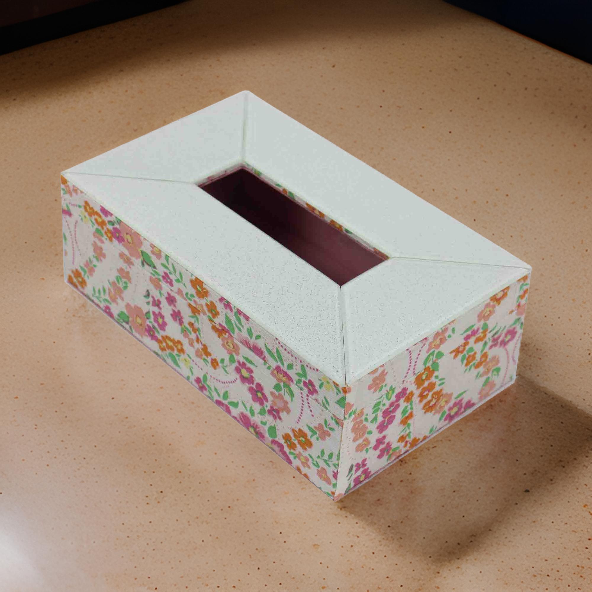 Premium Lacquered White Glass Tissue Box