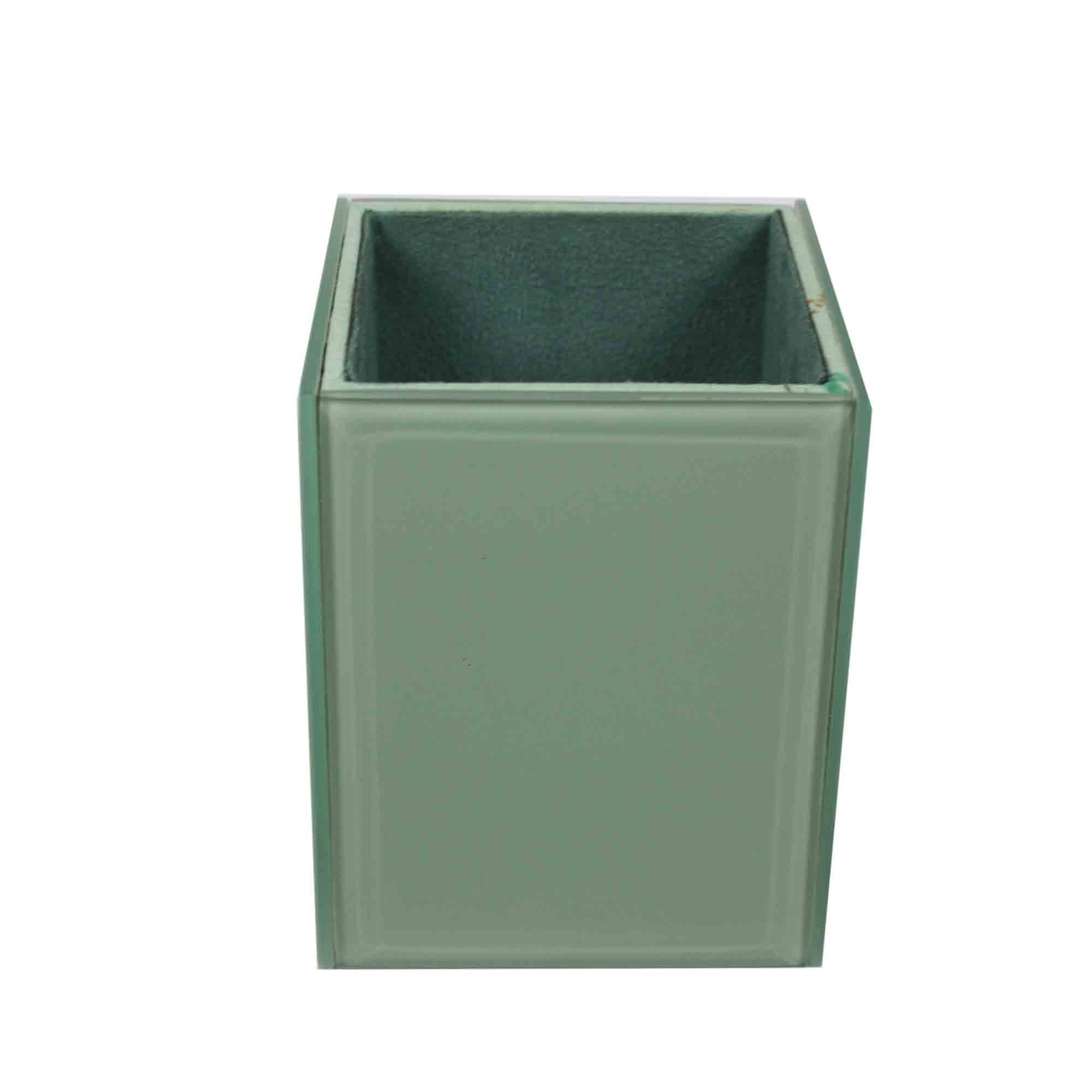 Green Printed Cotton Fabric with Mirror Pen Holder