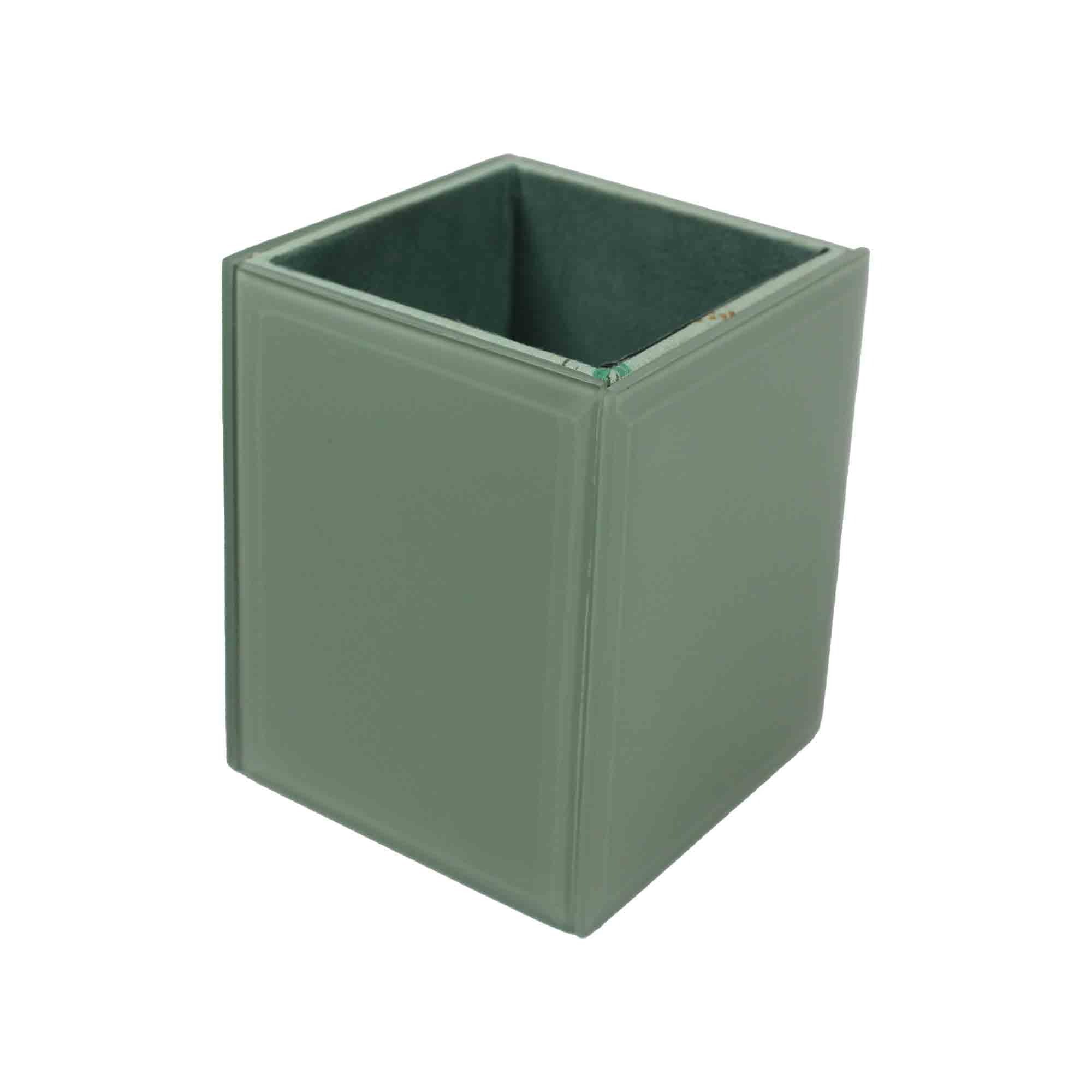 Green Printed Cotton Fabric with Mirror Pen Holder