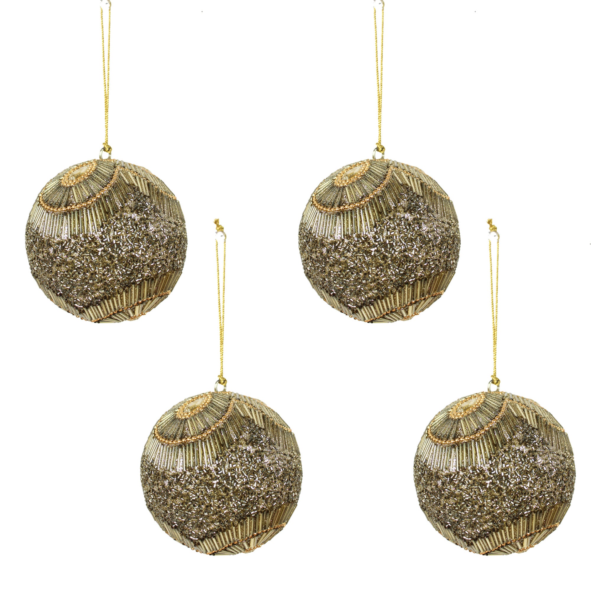 Set of 4 Jewelled / Beaded Christmas Tree Hanging Balls