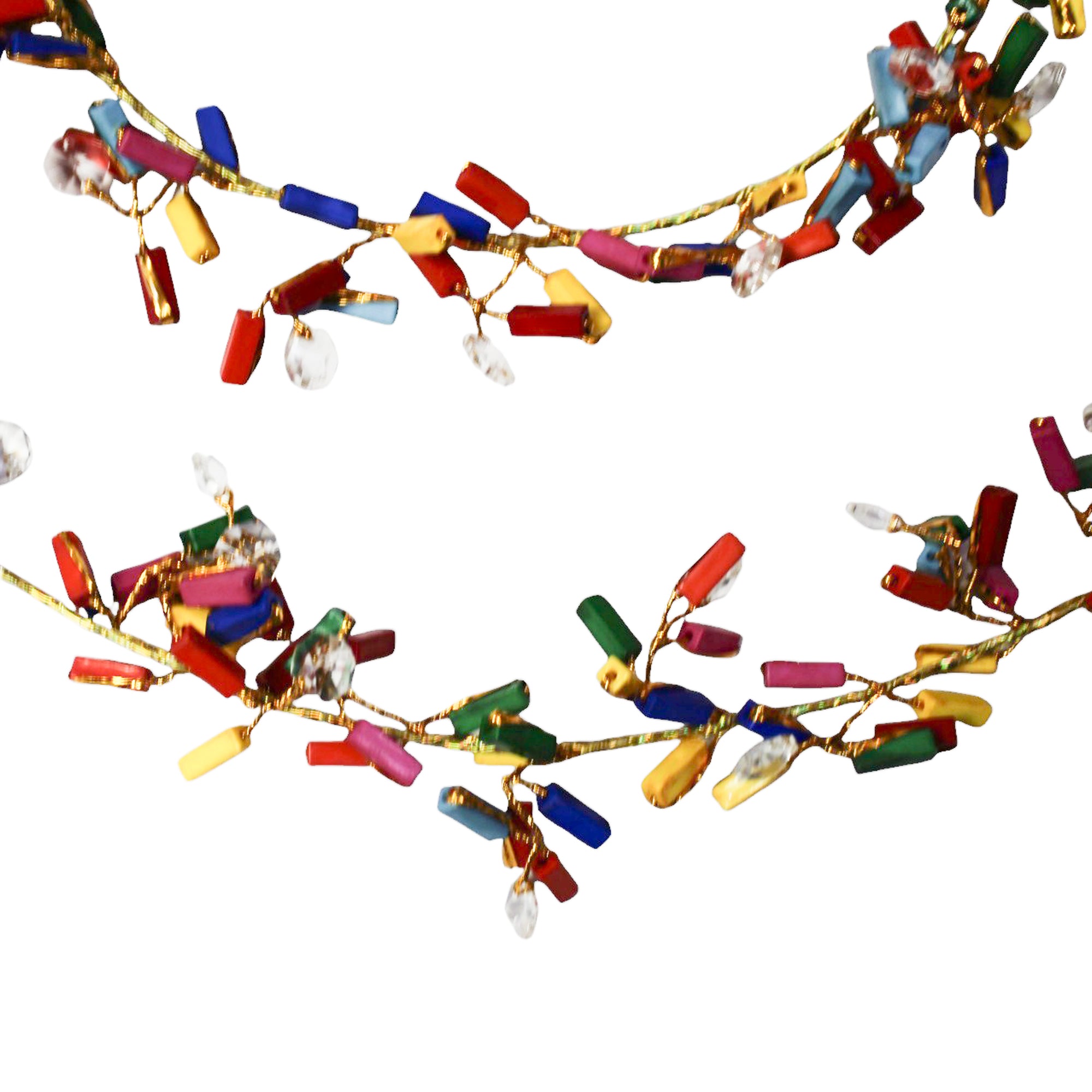 Multicolored Beaded Christmas Tree Decorative Garland