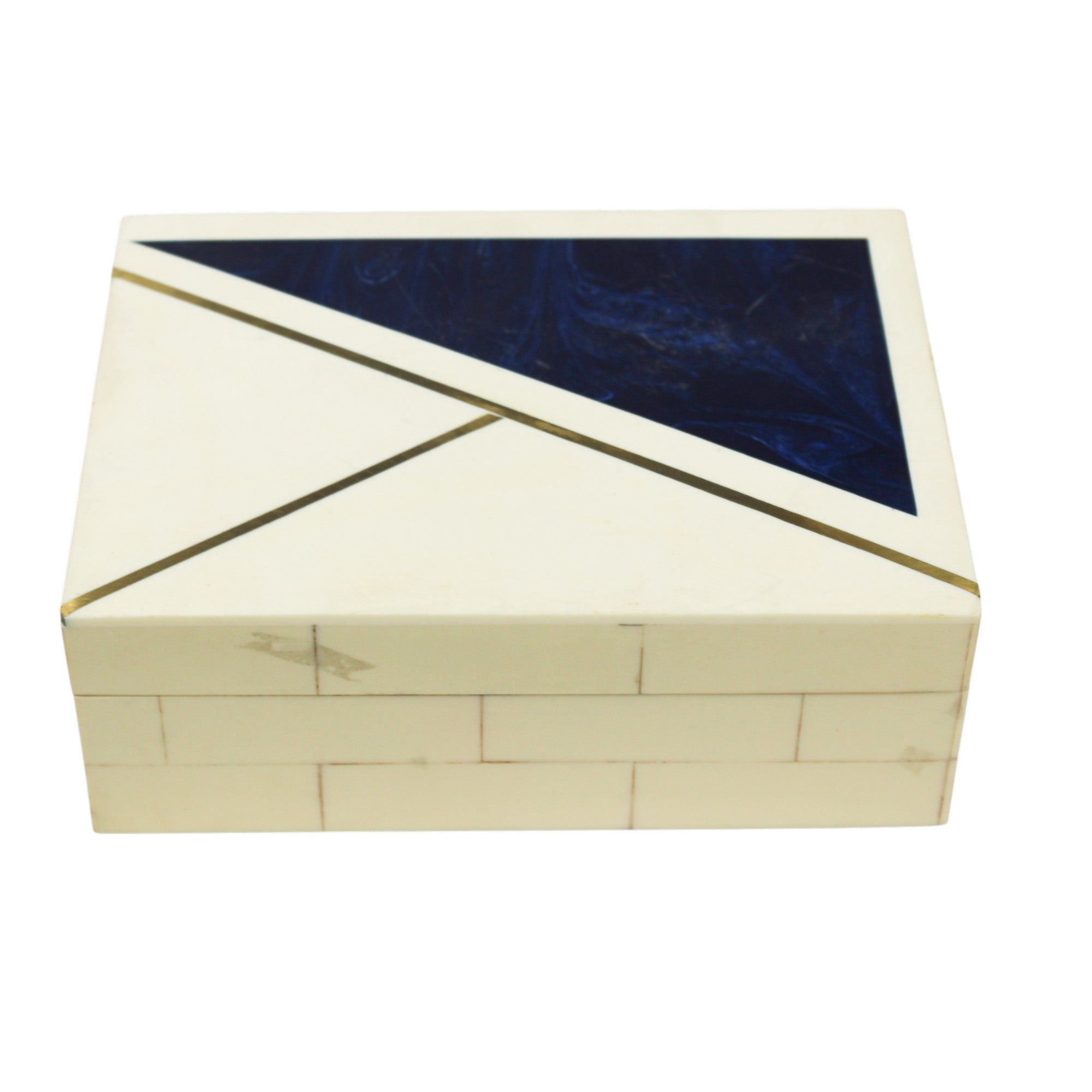 Geometric Azure & Alabaster Inlay Keepsake Box