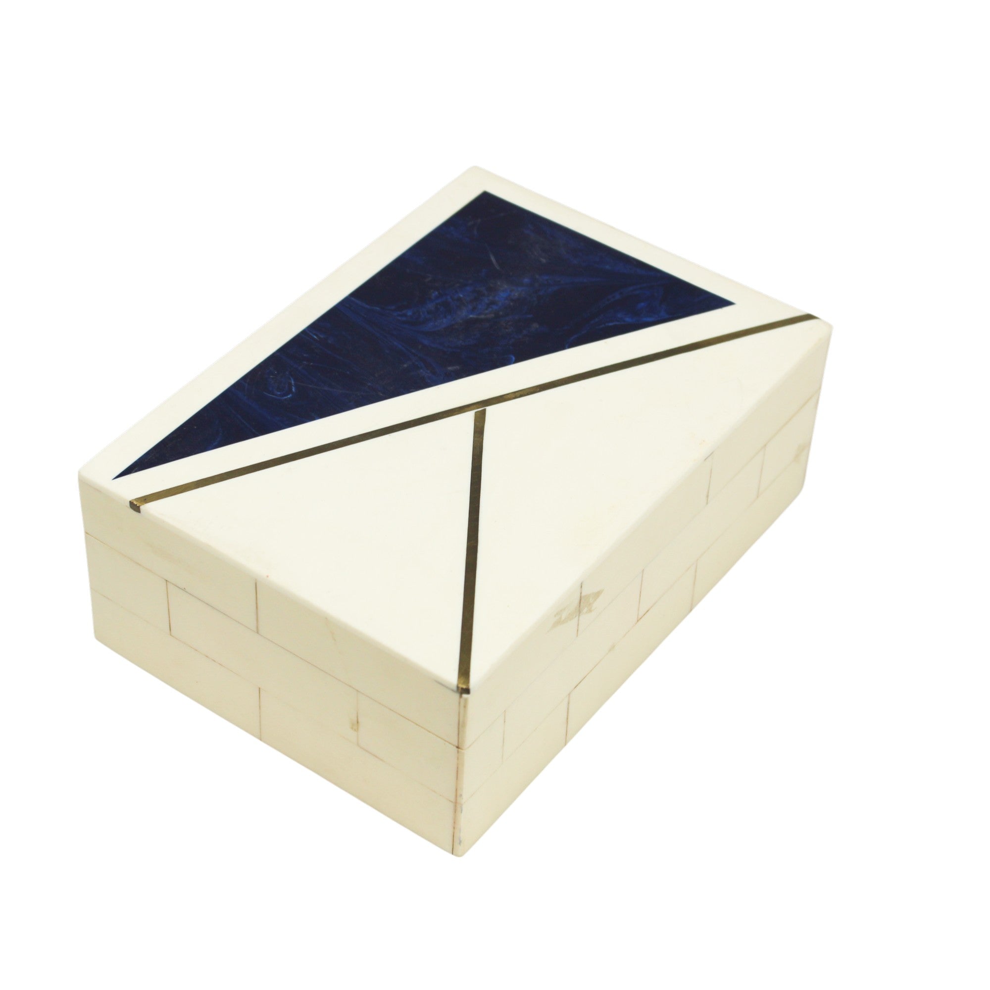 Geometric Azure & Alabaster Inlay Keepsake Box