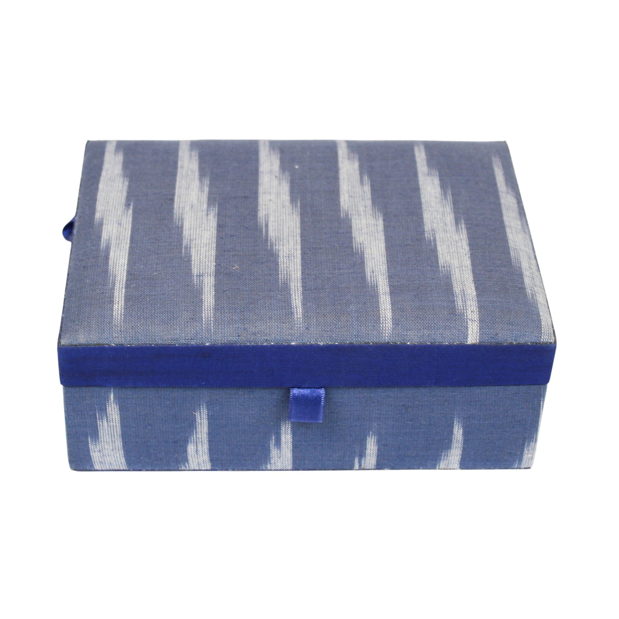 Indigo Ikat Hand-Woven Fabric Jewellery Box