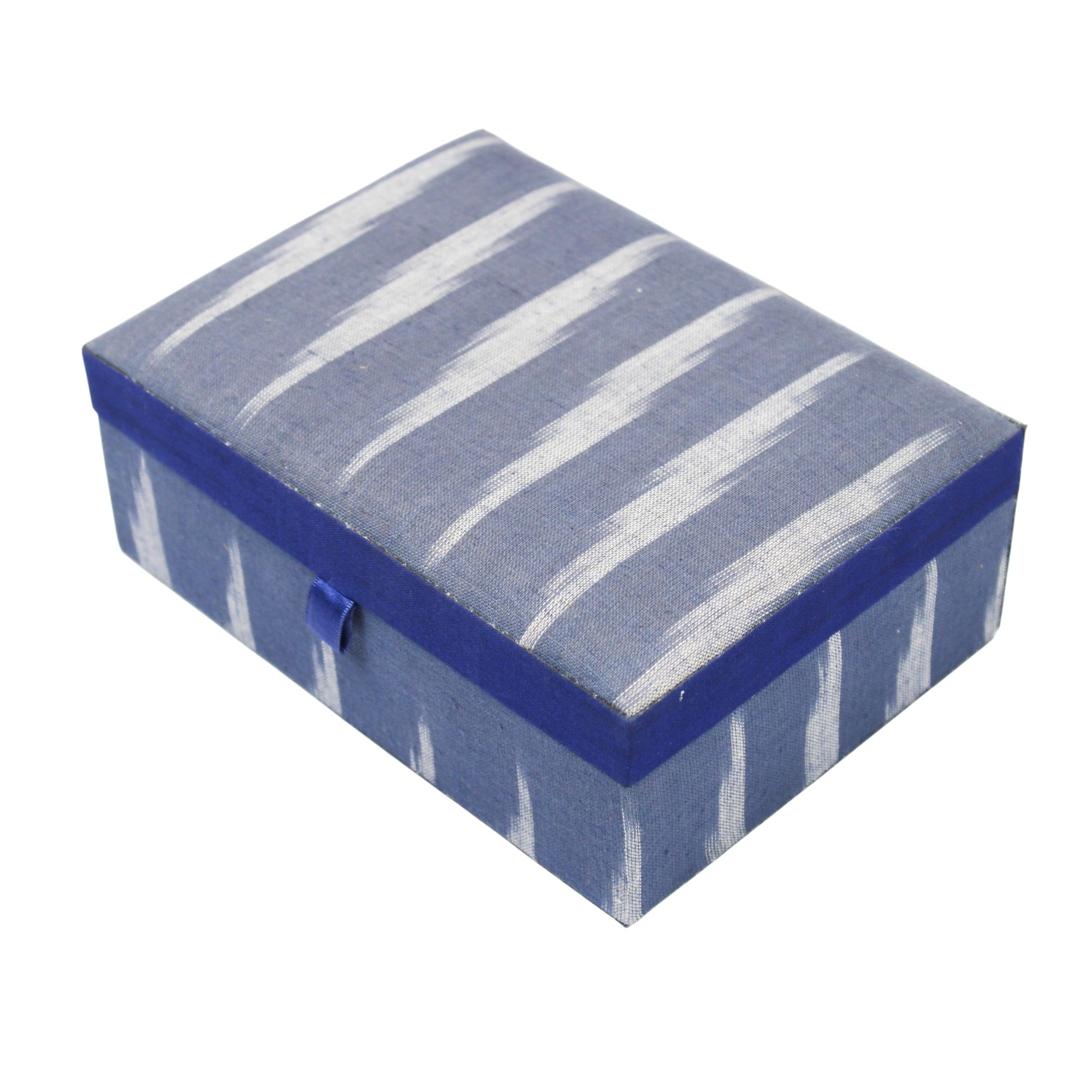 Indigo Ikat Hand-Woven Fabric Jewellery Box
