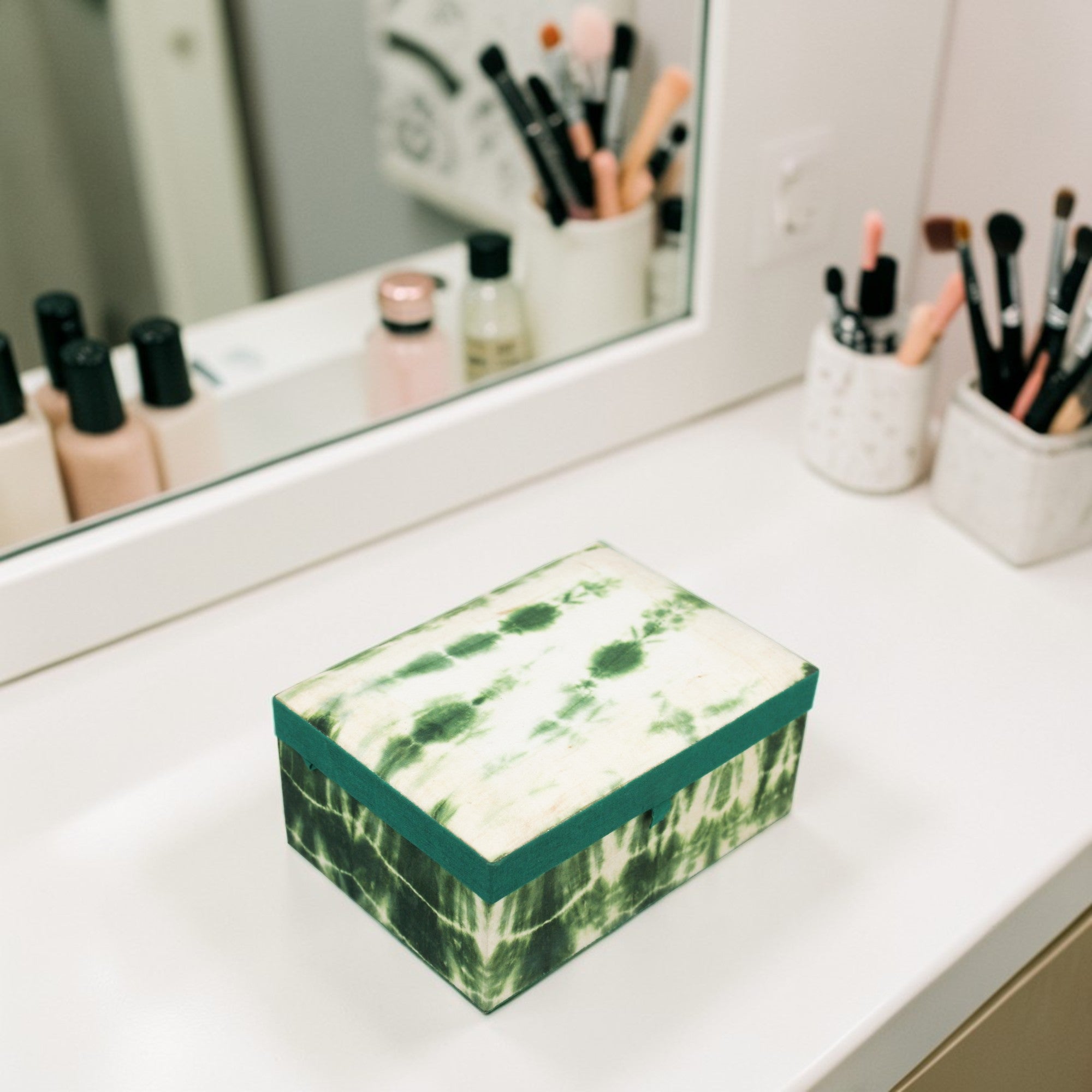  Emerald Moss Tie-Dye Fabric Jewellery Box 