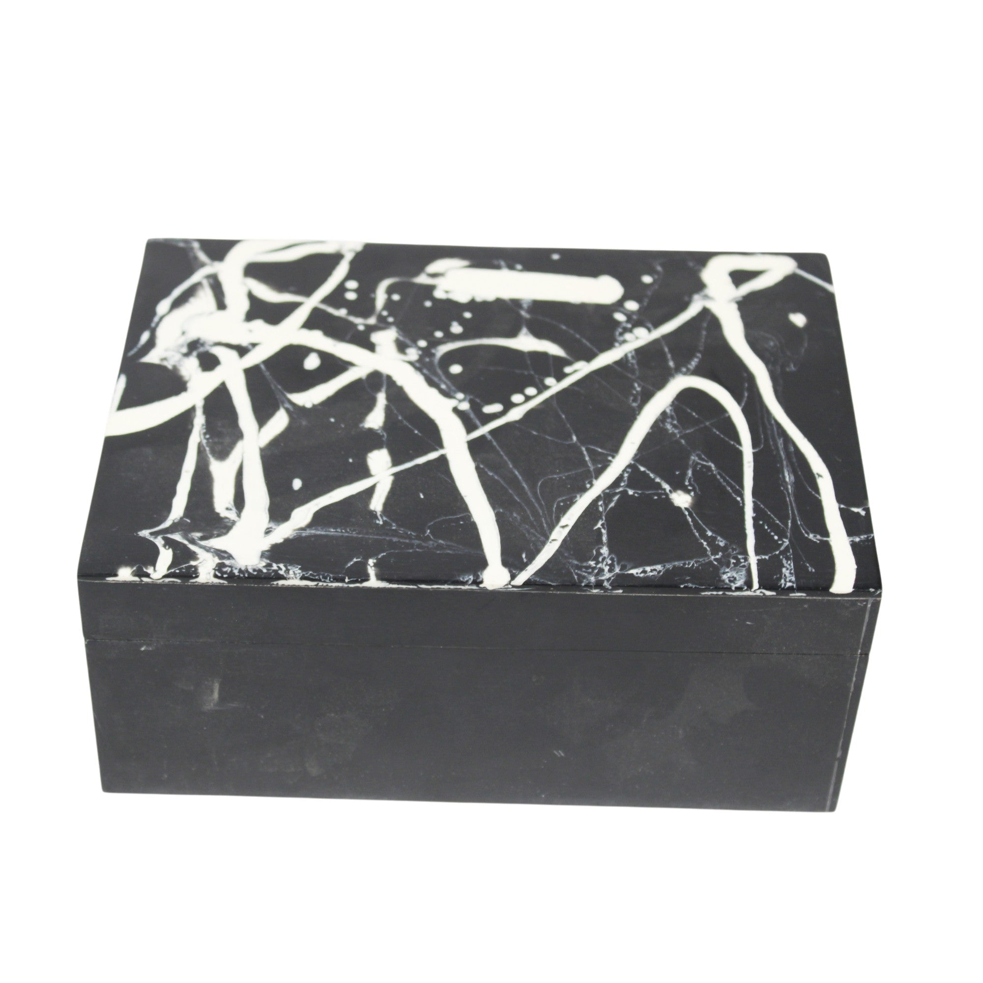 Midnight Noir Abstract Splatter Jewellery Box