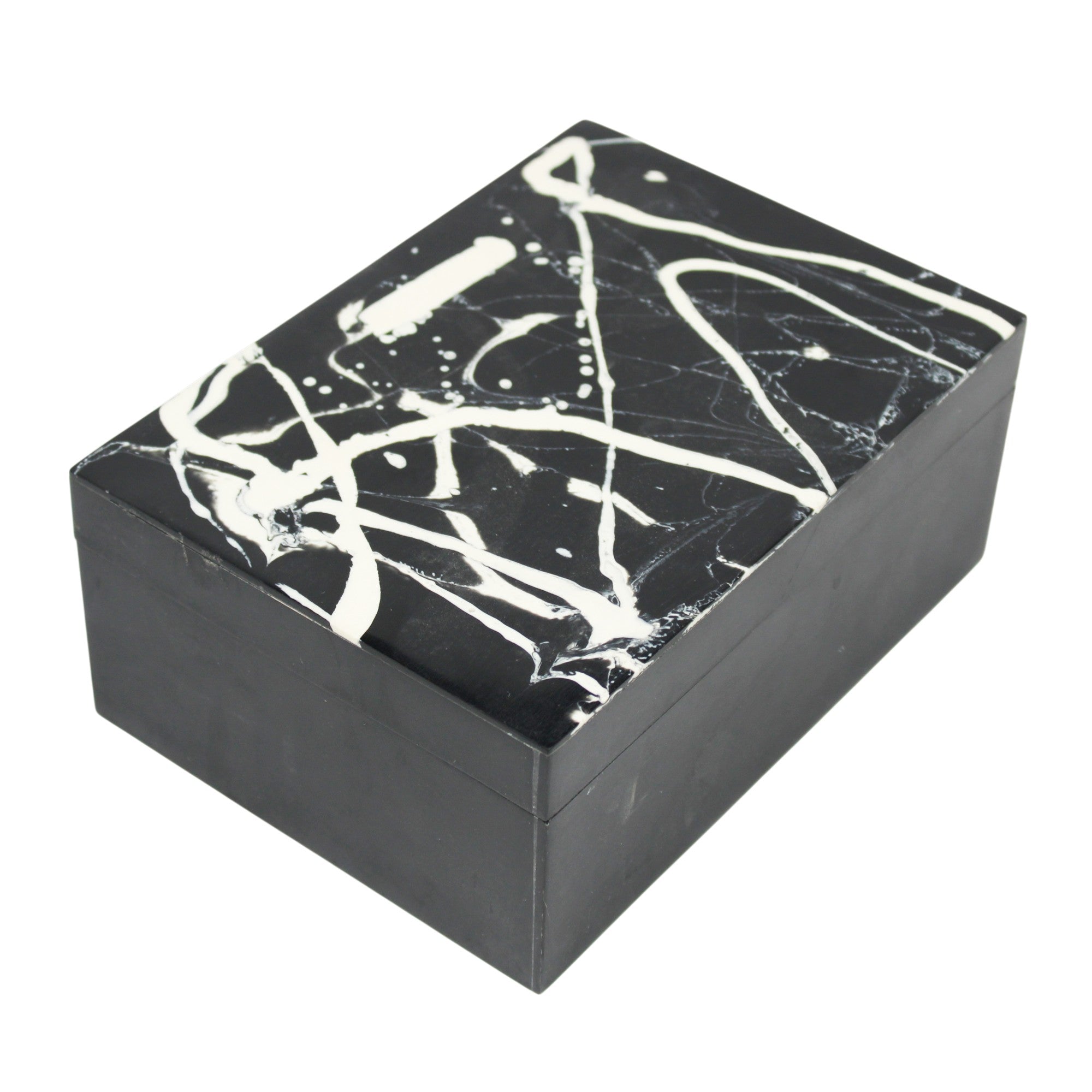 Midnight Noir Abstract Splatter Jewellery Box