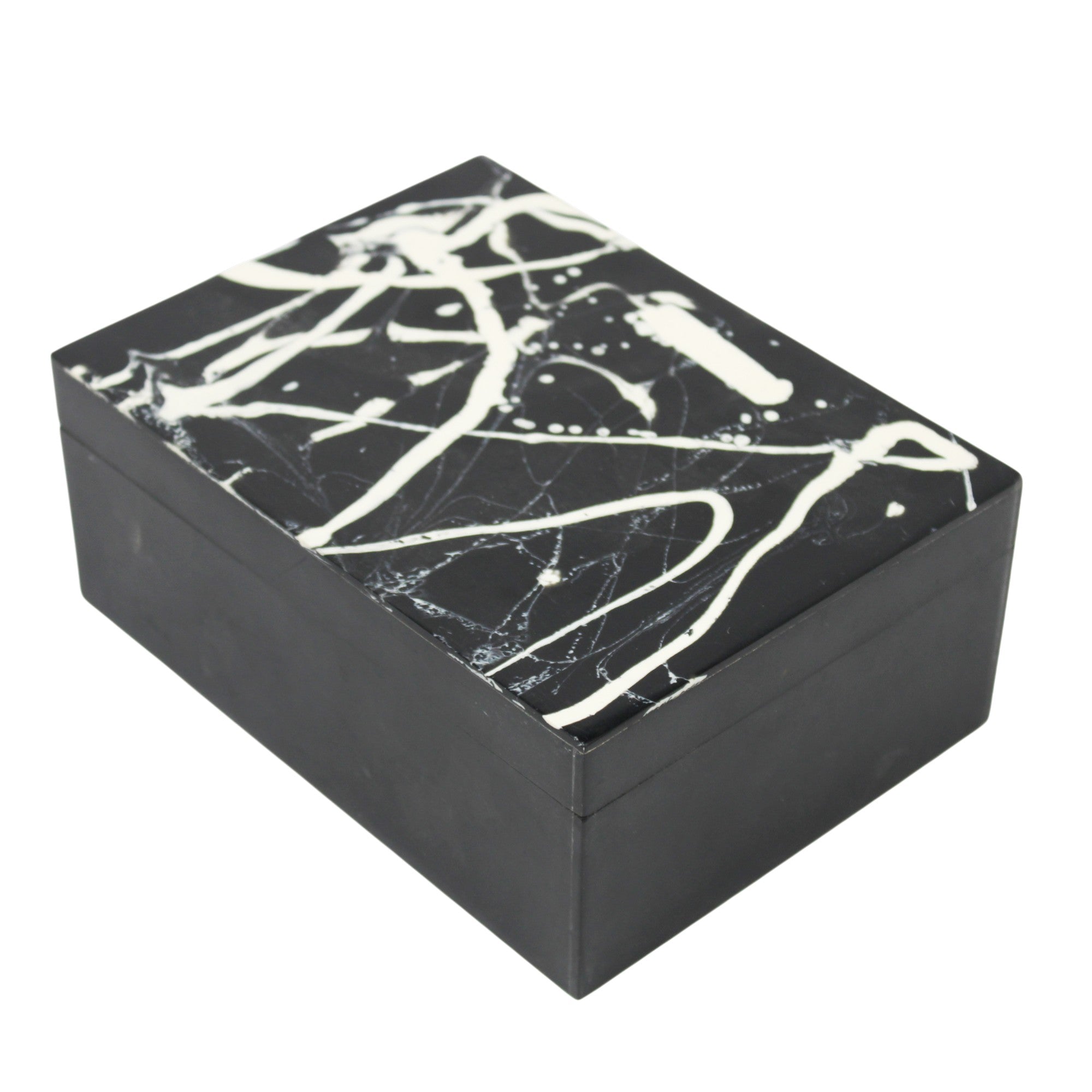 Midnight Noir Abstract Splatter Jewellery Box