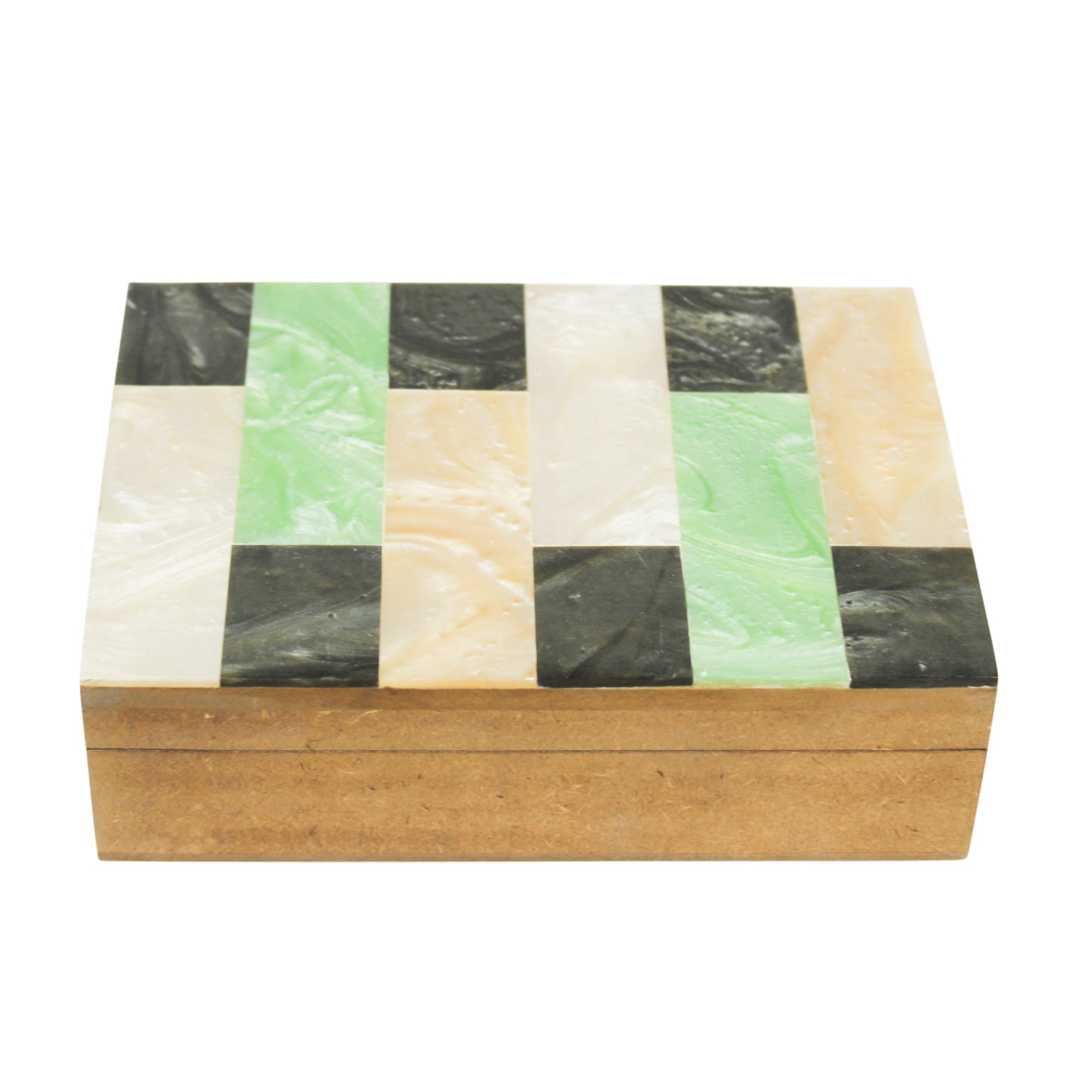  Art Deco Checkered Marble-Inlay Jewellery Box 