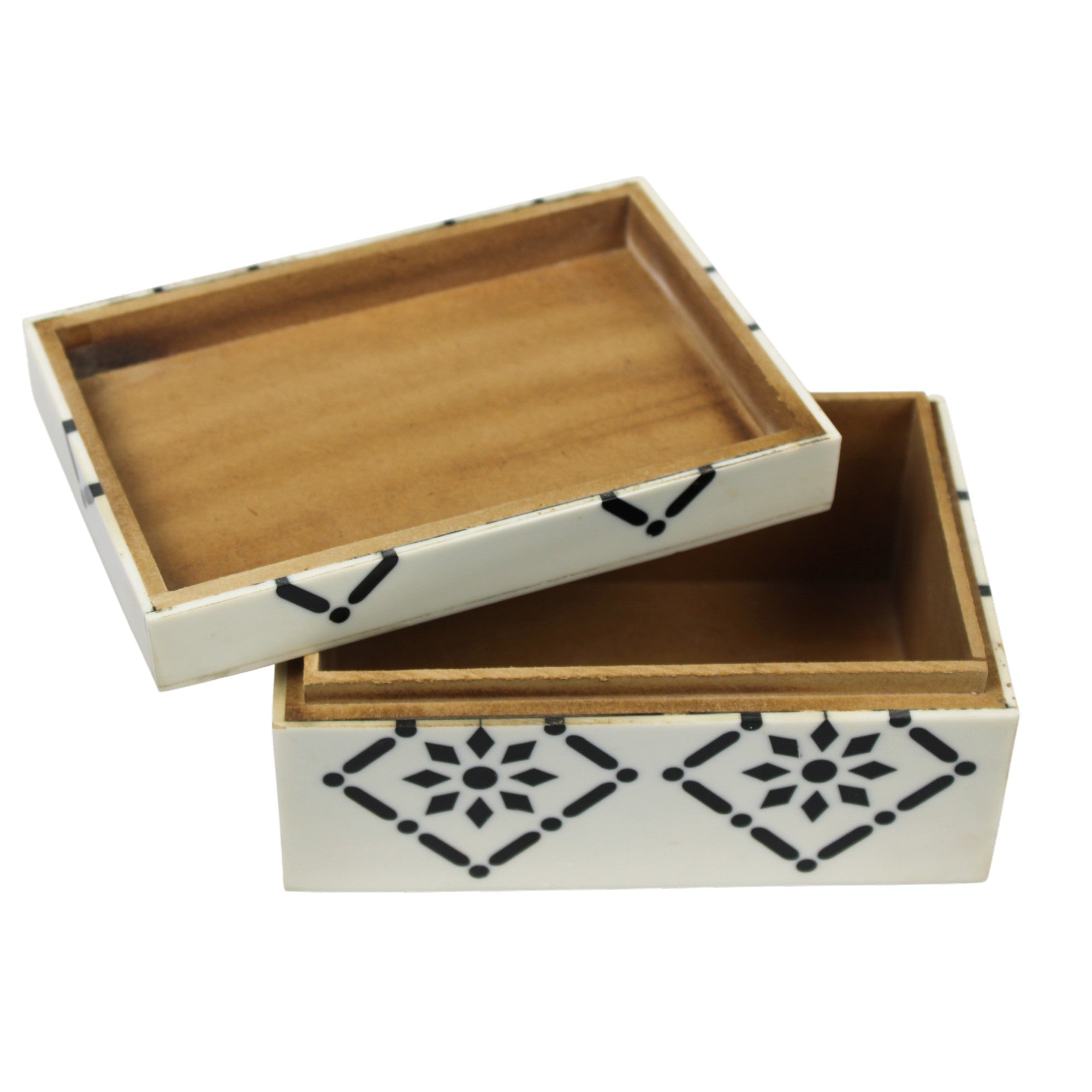 Modern Monochrome Inlay Geometric Keepsake Box