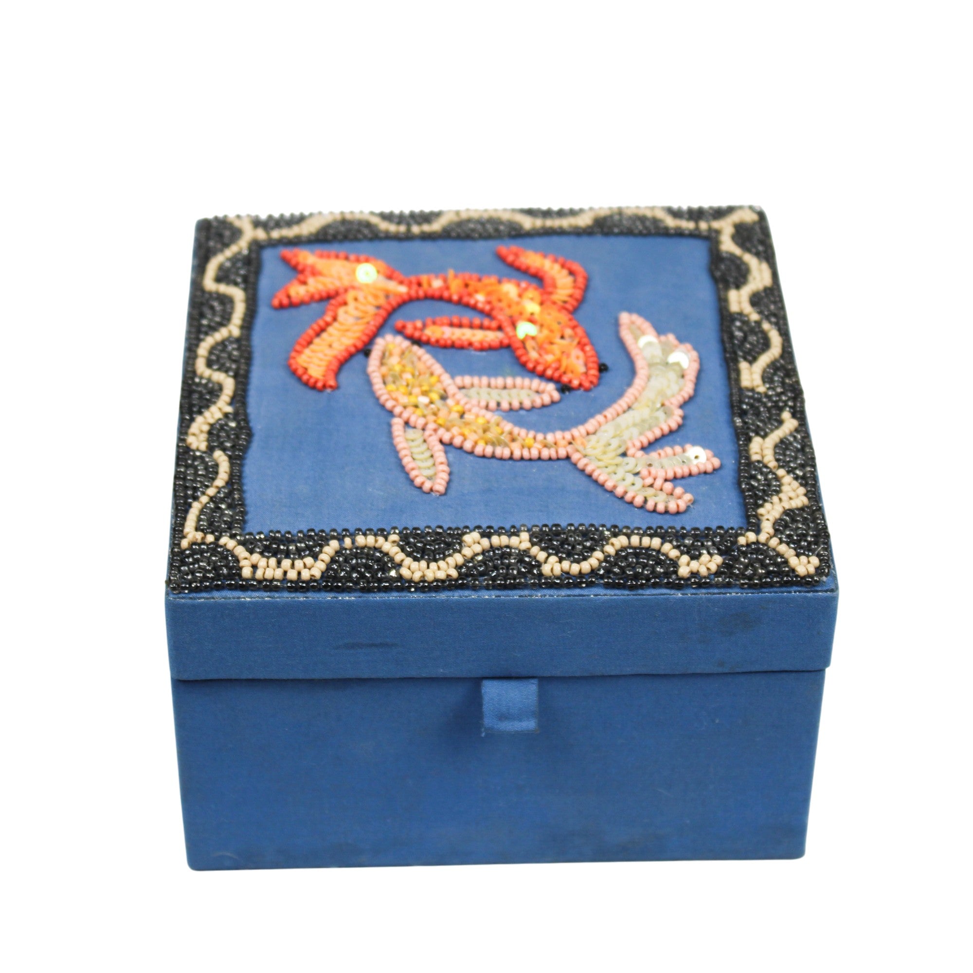  Golden Citrine Beaded Velvet Keepsake Box 
