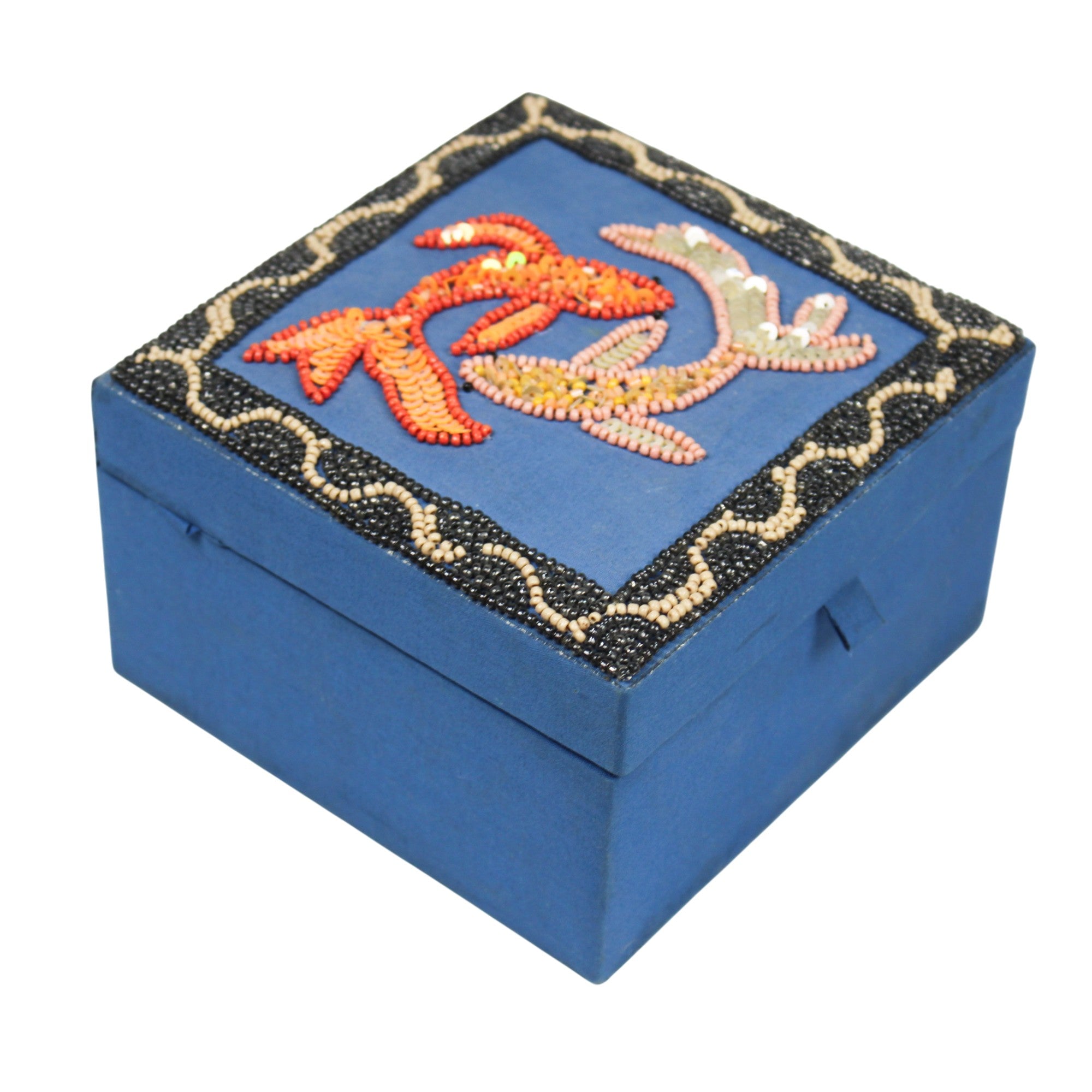 Golden Citrine Beaded Velvet Keepsake Box