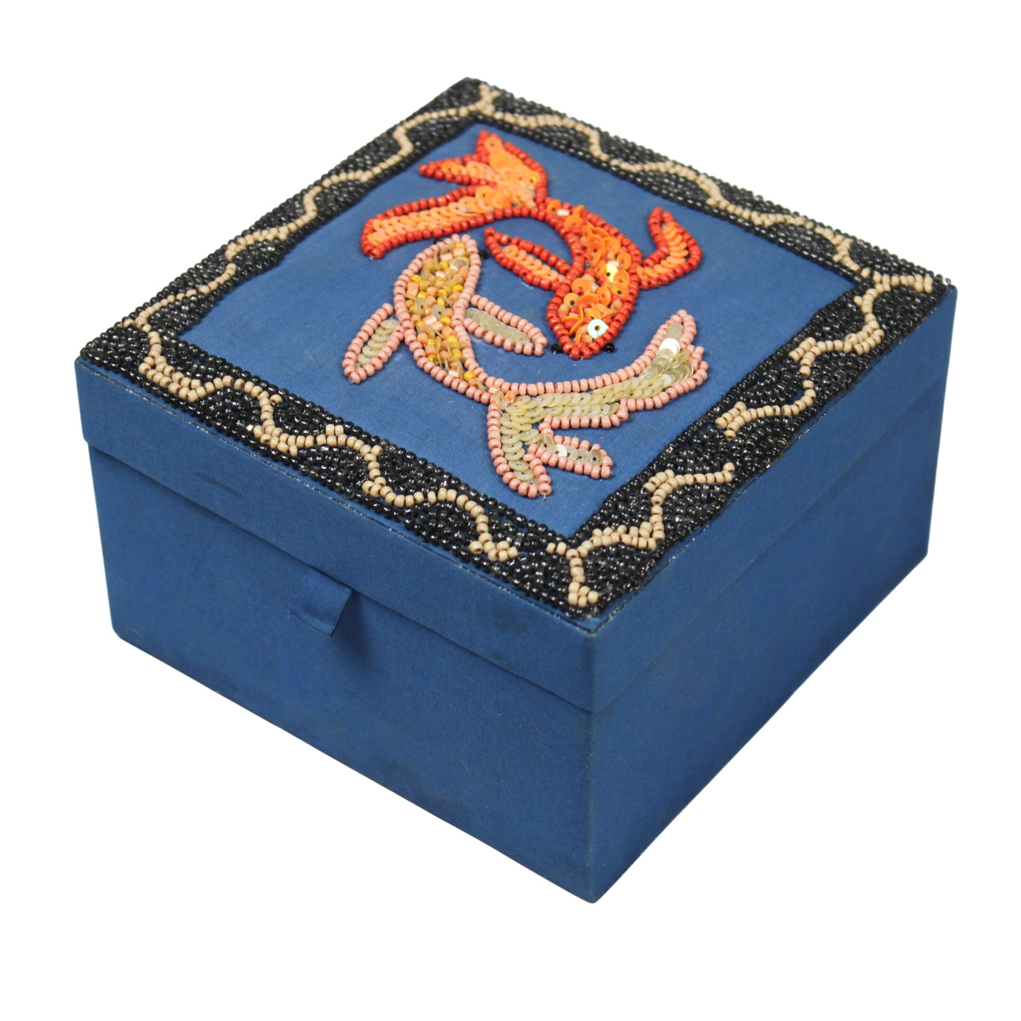 Golden Citrine Beaded Velvet Keepsake Box