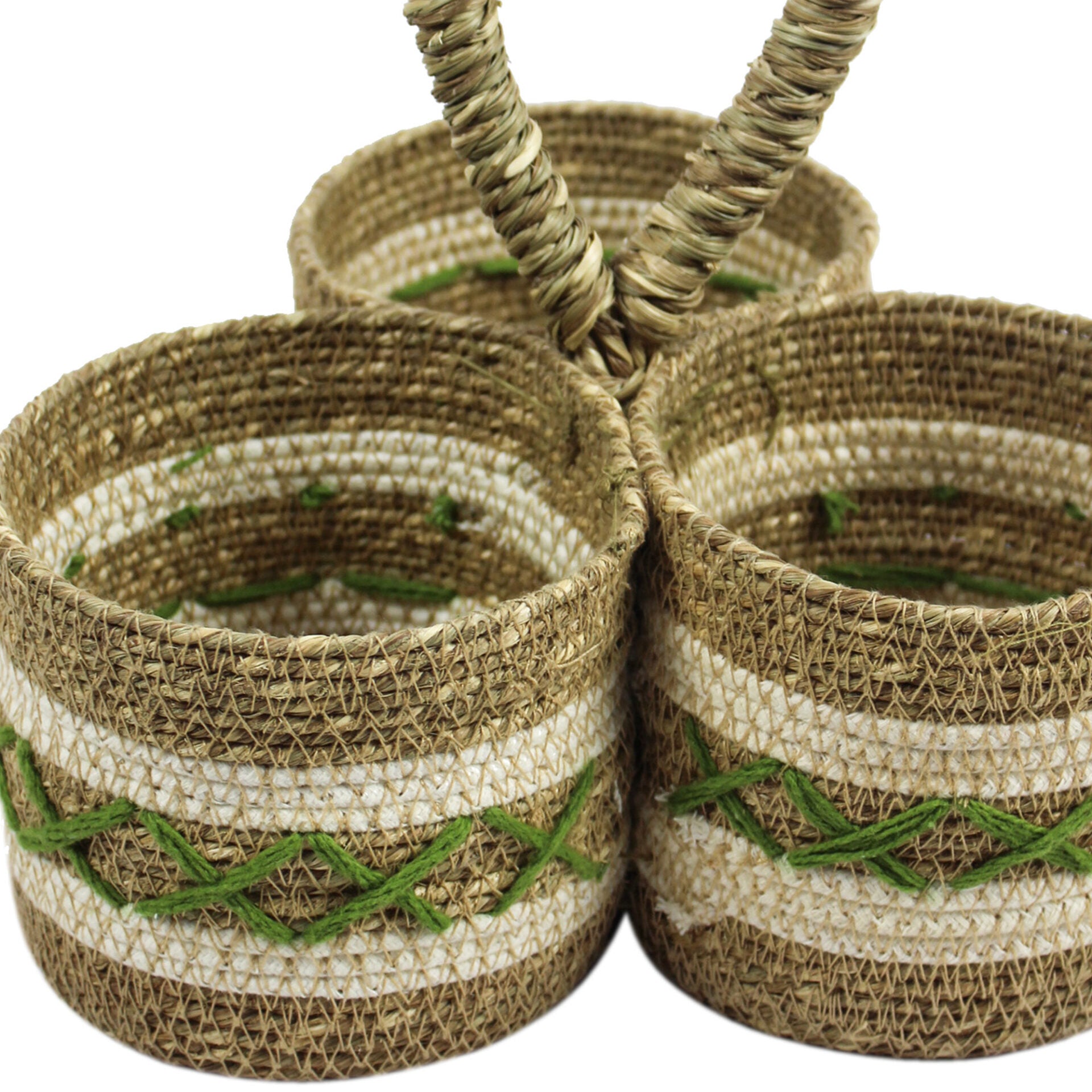 3 Slots Sea Grass Basket With Hanging Handle
