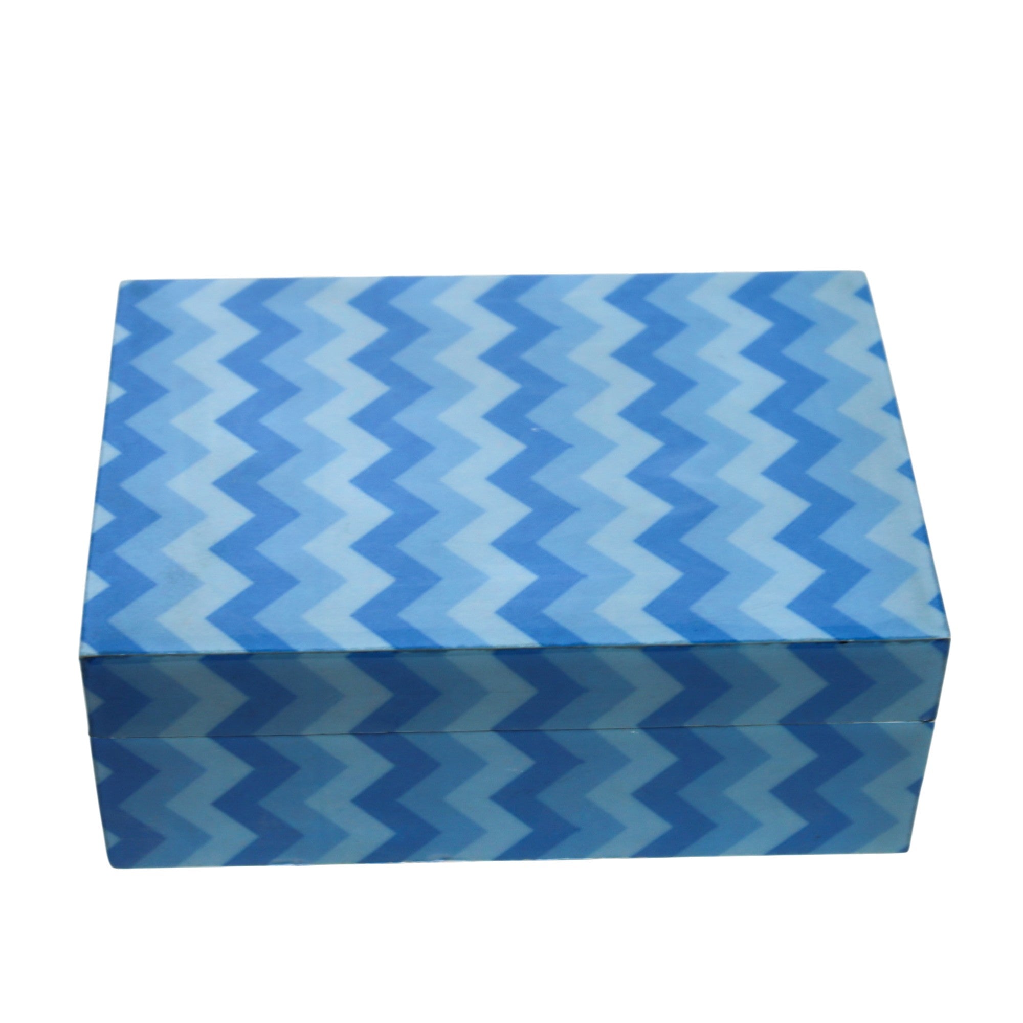 Blue Chevron Zig-Zag Decorative Jewellery Box