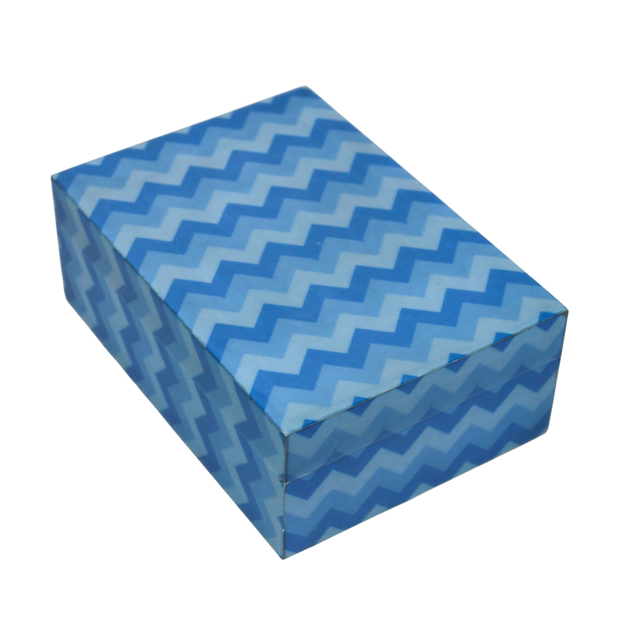 Blue Chevron Zig-Zag Decorative Jewellery Box