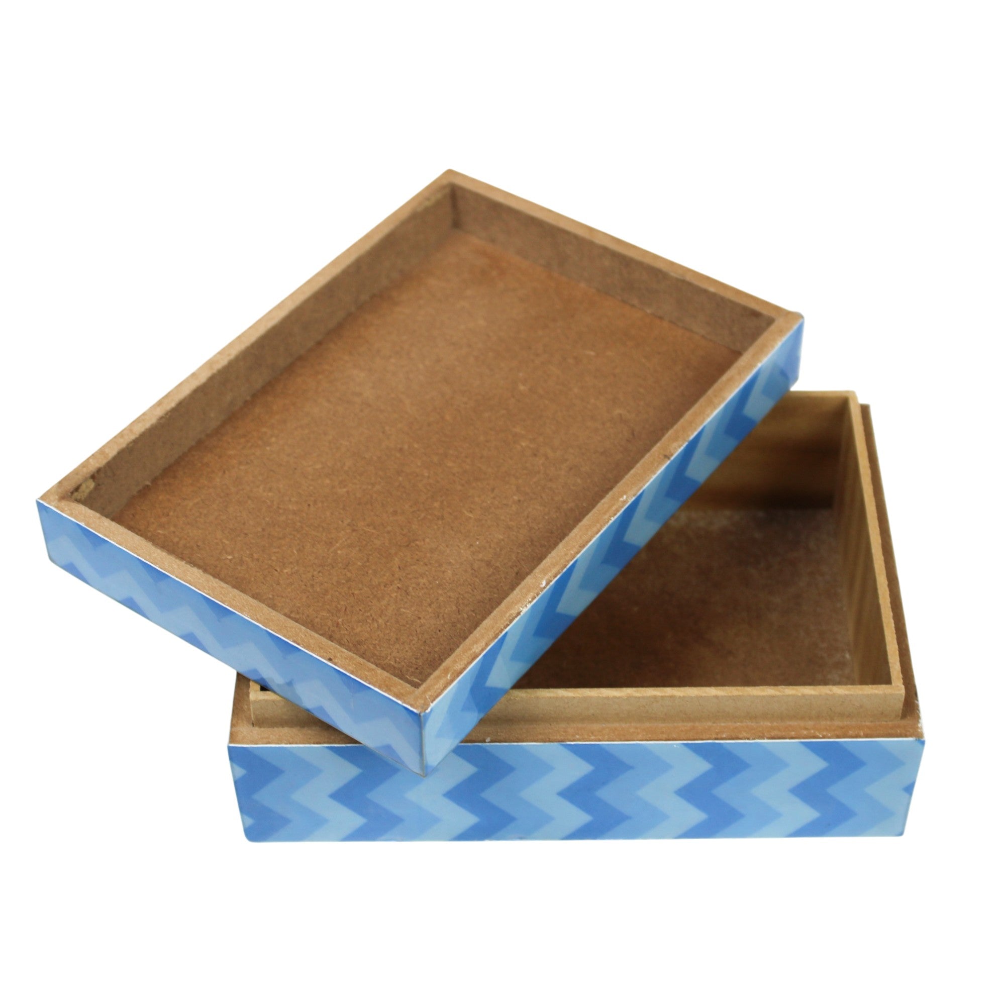 Blue Chevron Zig-Zag Decorative Jewellery Box