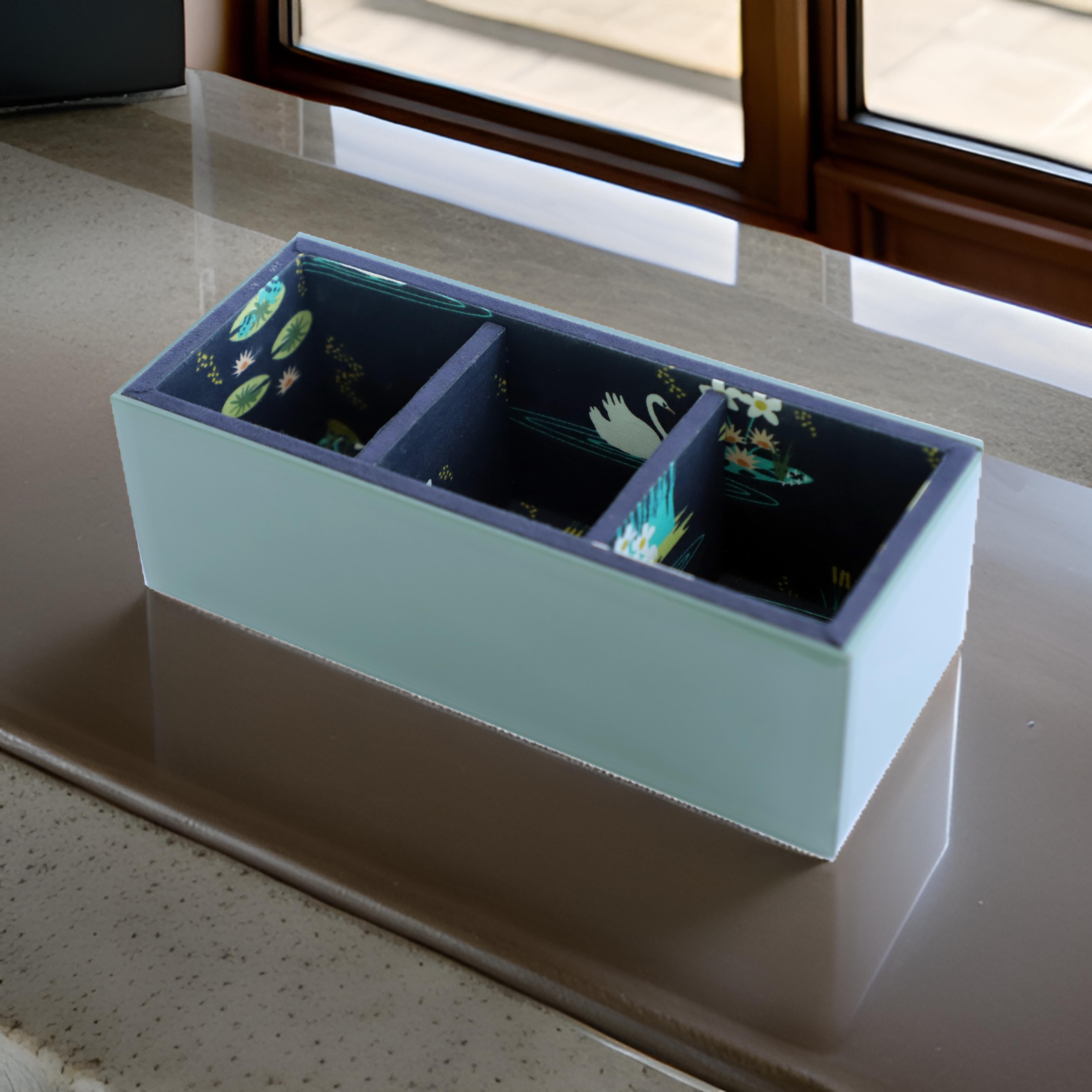 Glass & Printed Fabric Stationery Holder