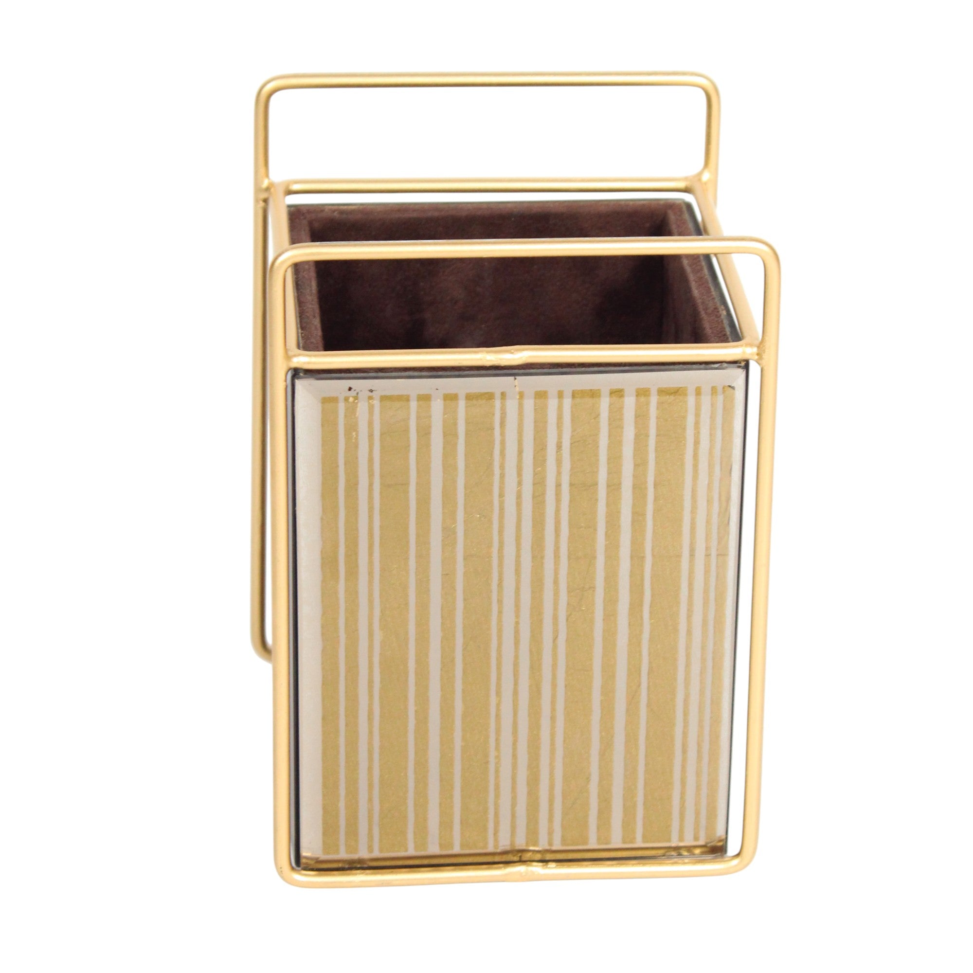 Luxury Brown Glass Stripe Design Cutlery Holder