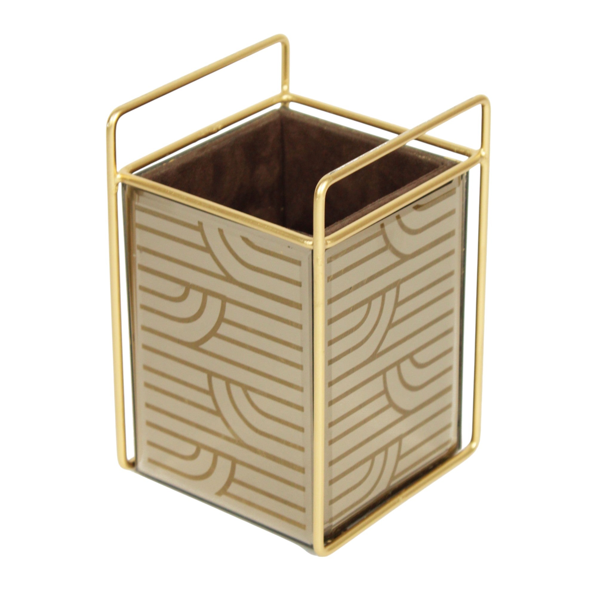 Designer Brown Glass Cutlery Holder